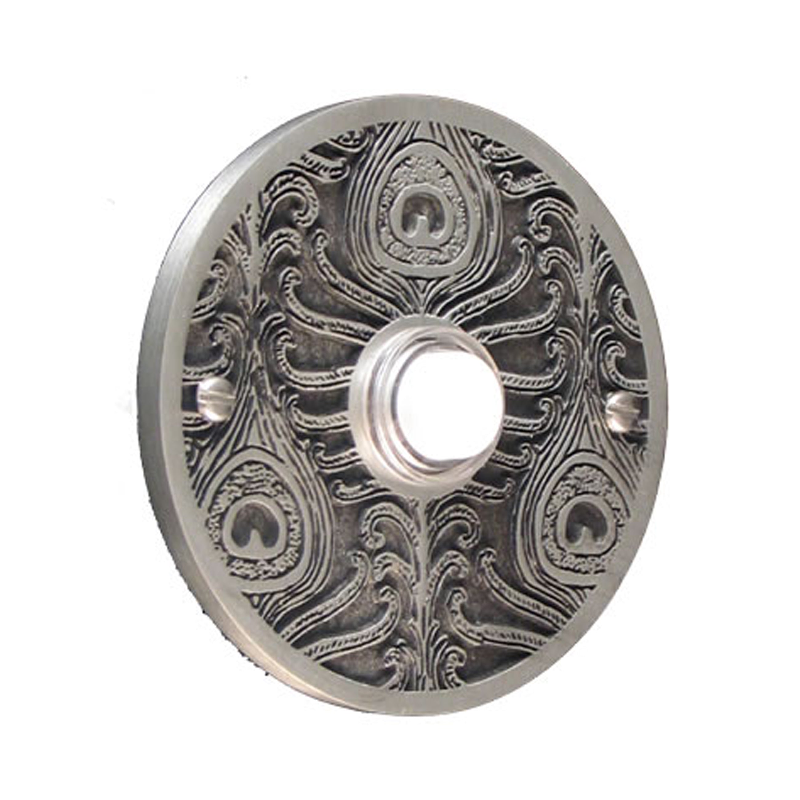 Peacock Round Pewter Antique Doorbell