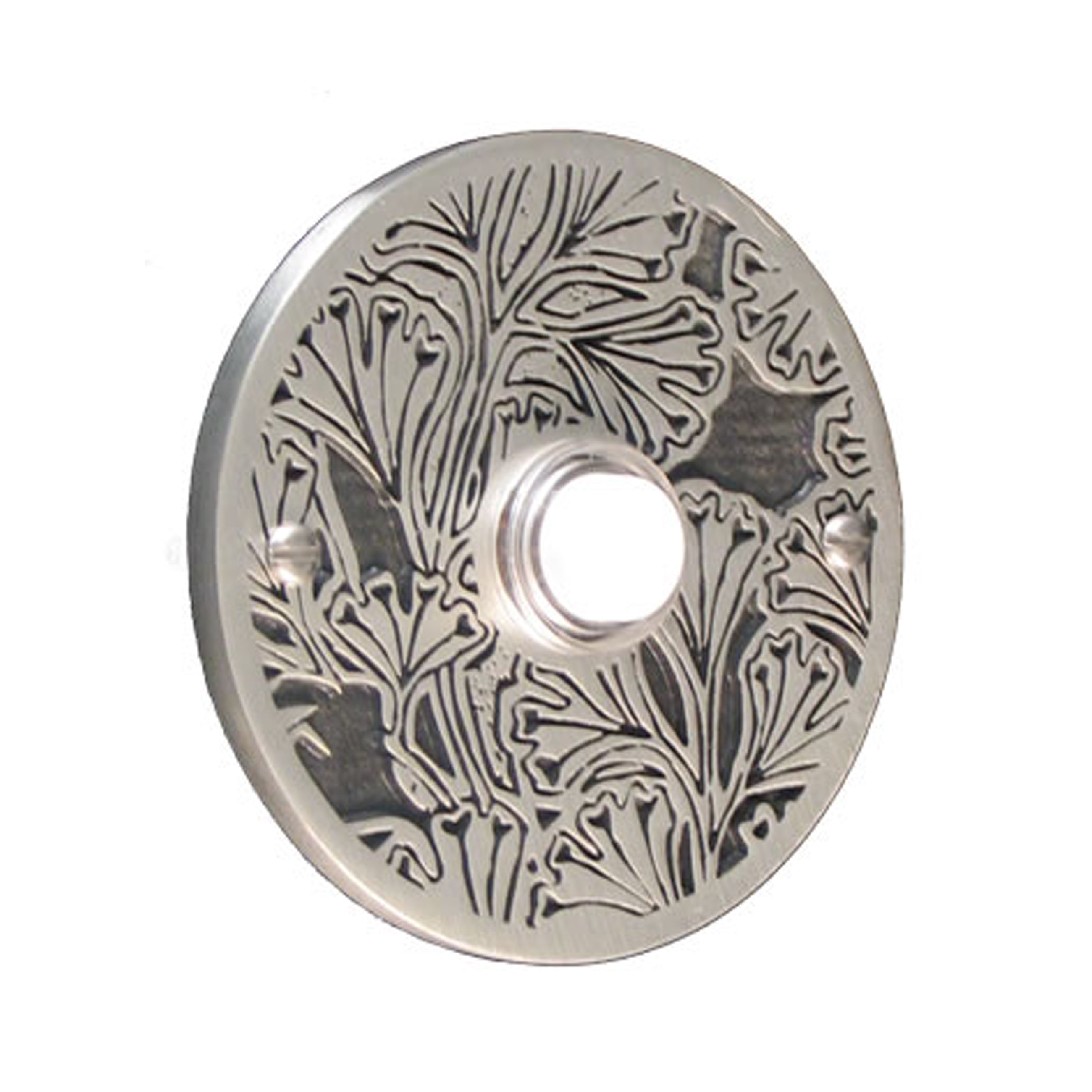 Maidenhaire Round Pewter Antique Doorbell