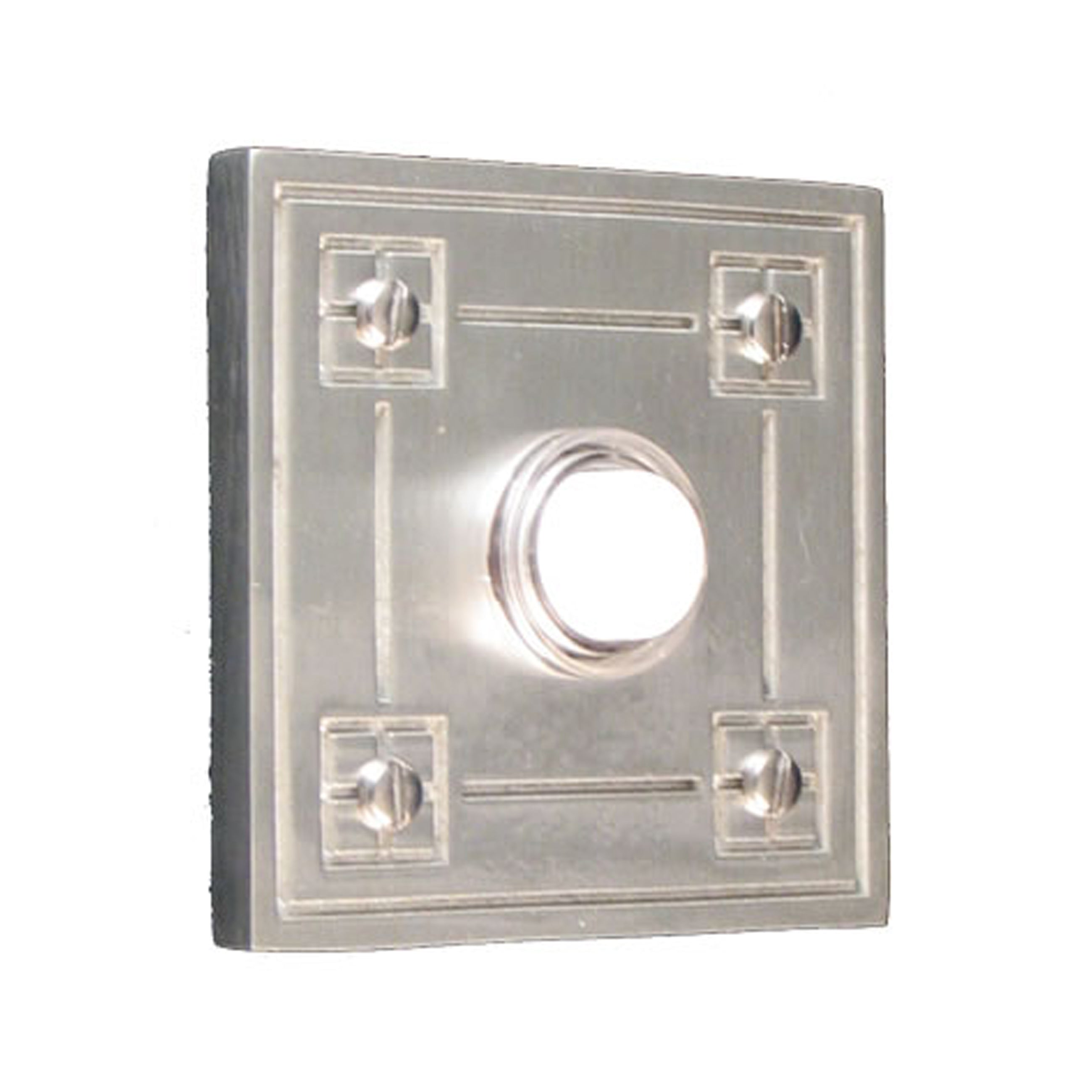 Arts & Crafts Square Silver Pewter Doorbell