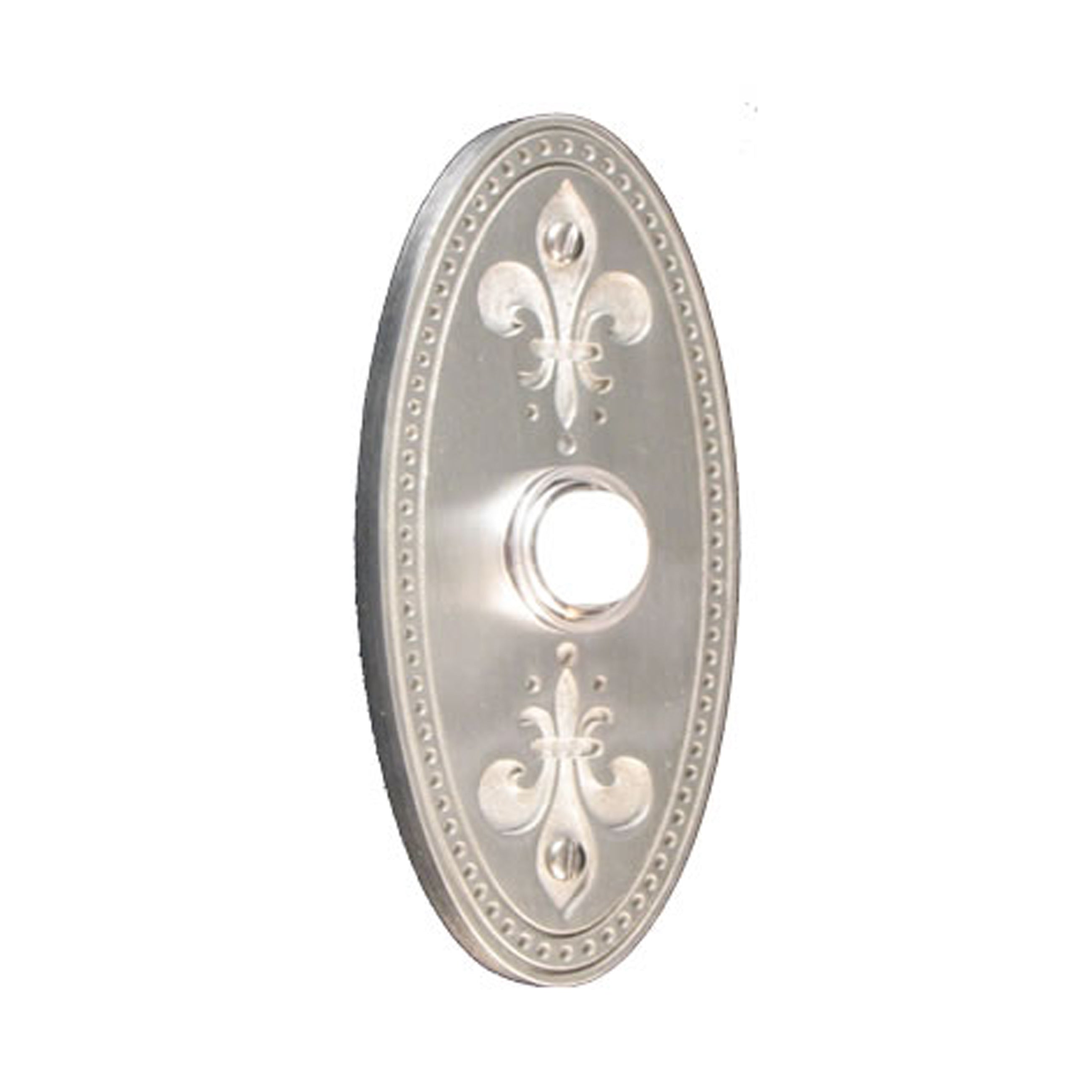 Fleur-de-lis Oval Silver Pewter Doorbell