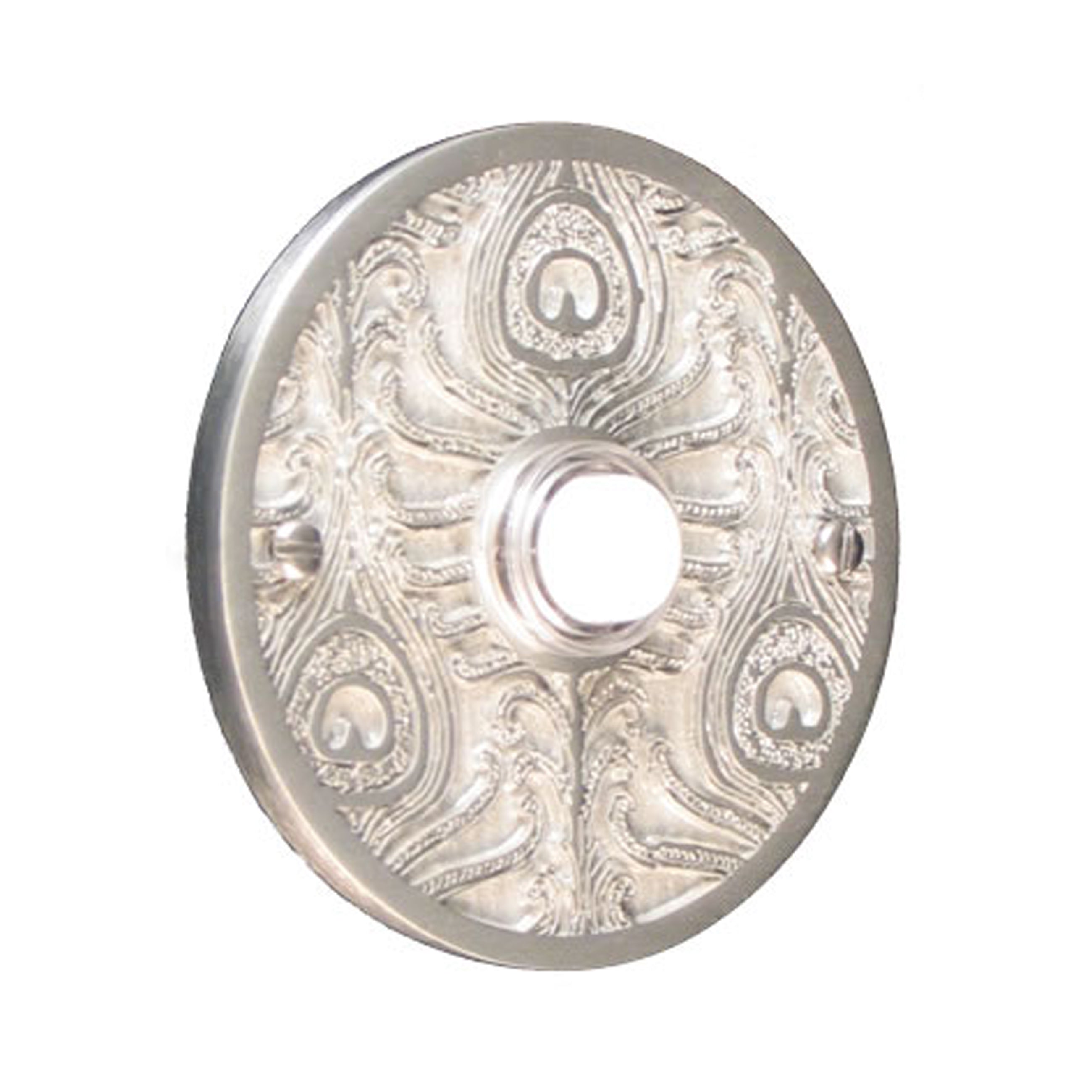 Peacock Round Silver Pewter Doorbell