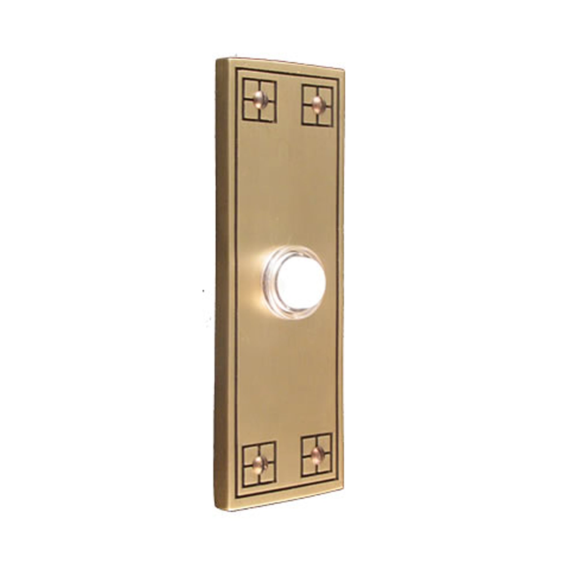 Arts & Crafts Rectangular Antique Brass Doorbell