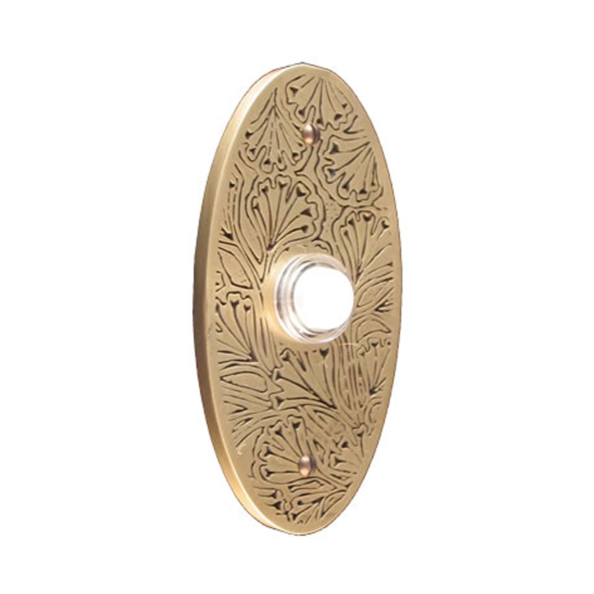 Maidenhaire Oval Antique Brass Doorbell