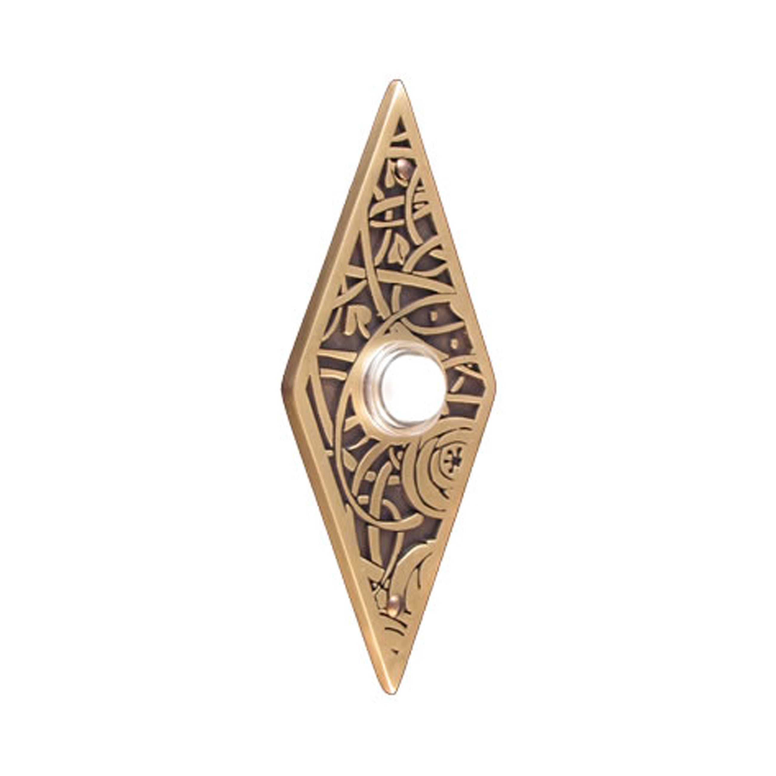 Deco Floral Diamond Antique Brass Doorbell