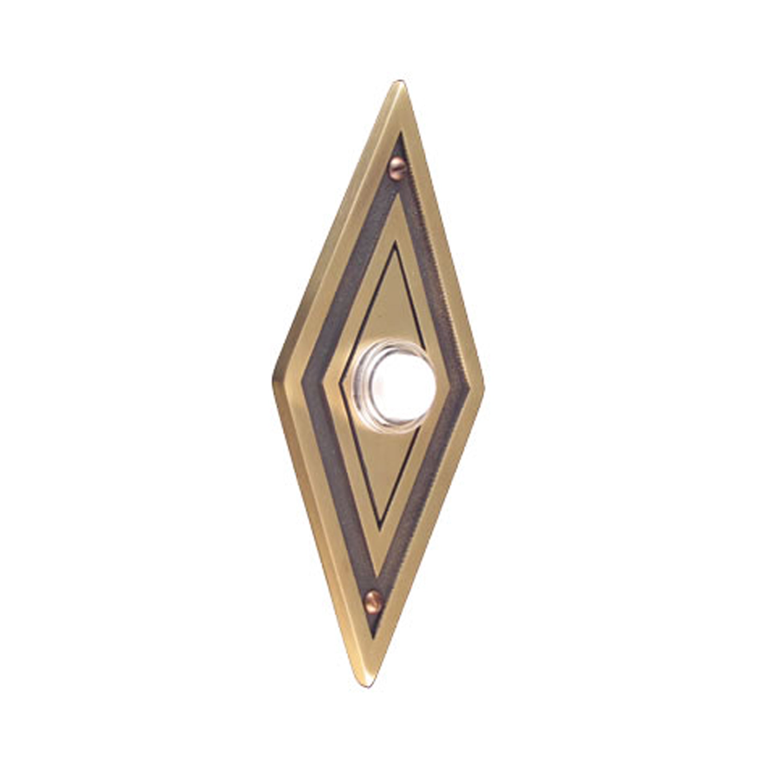 Step Diamond Antique Brass Doorbell