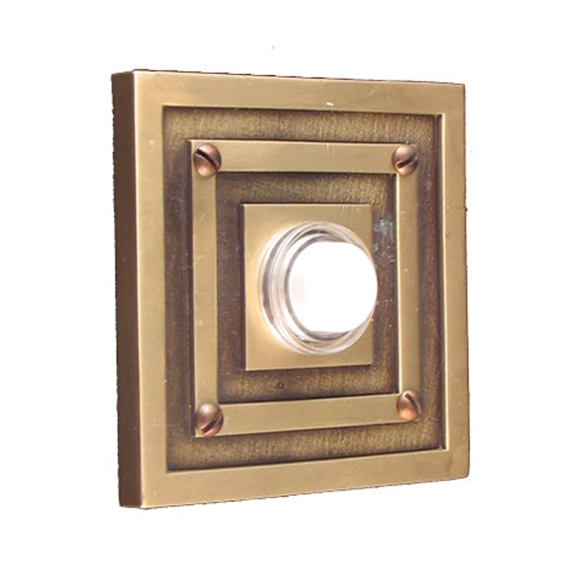 Step Square Antique Brass Doorbell