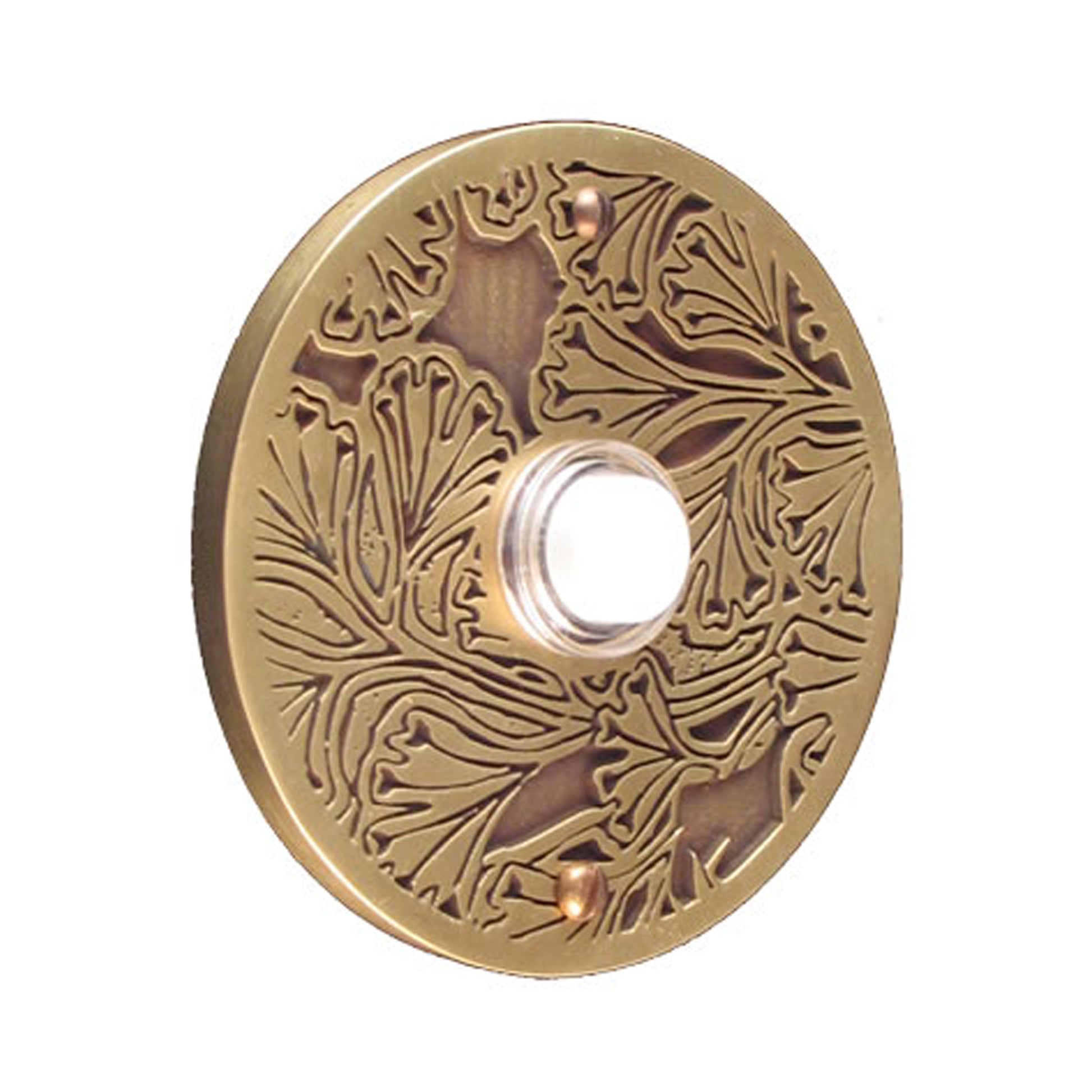 Maidenhaire Round Antique Brass Doorbell