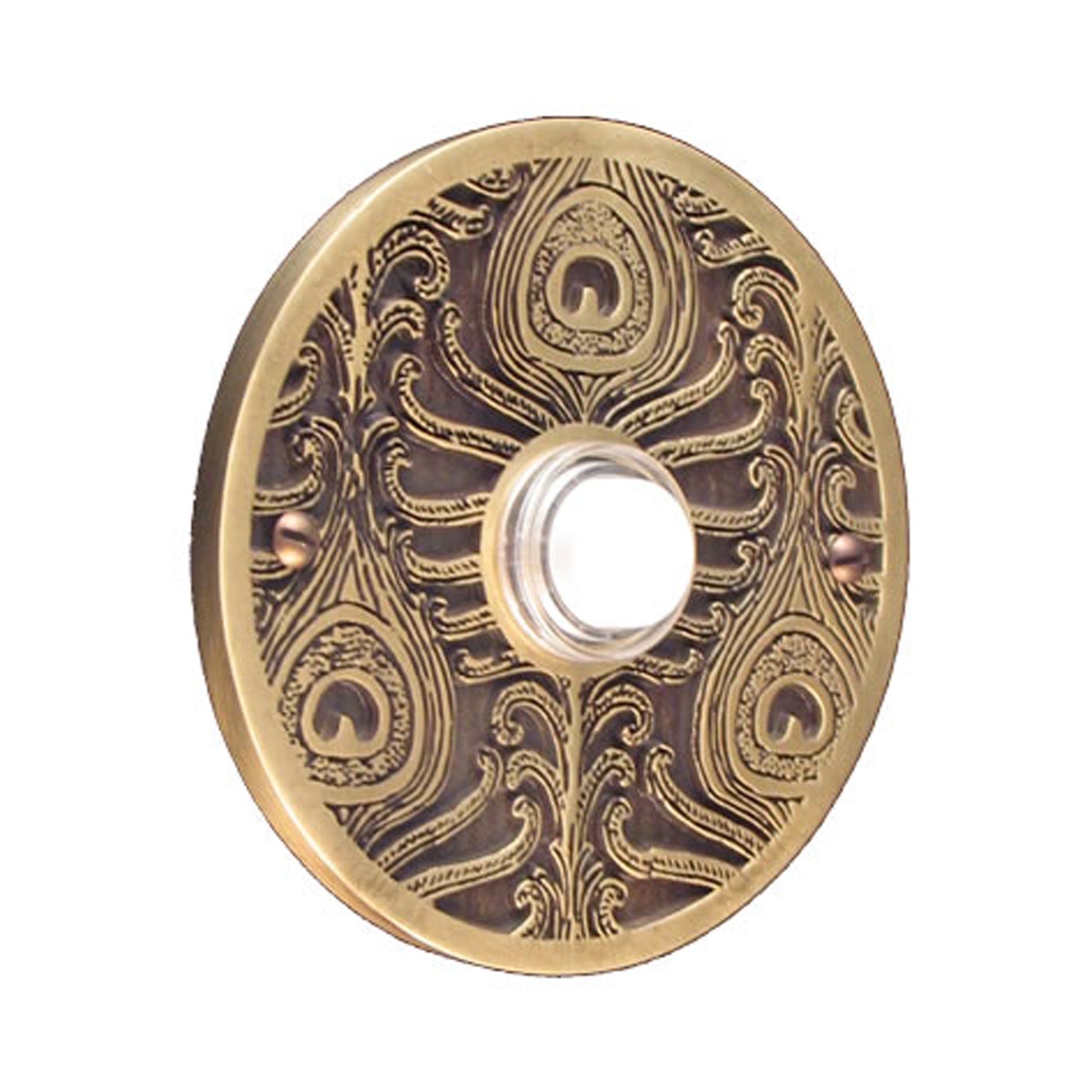 Peacock Round Antique Brass Doorbell