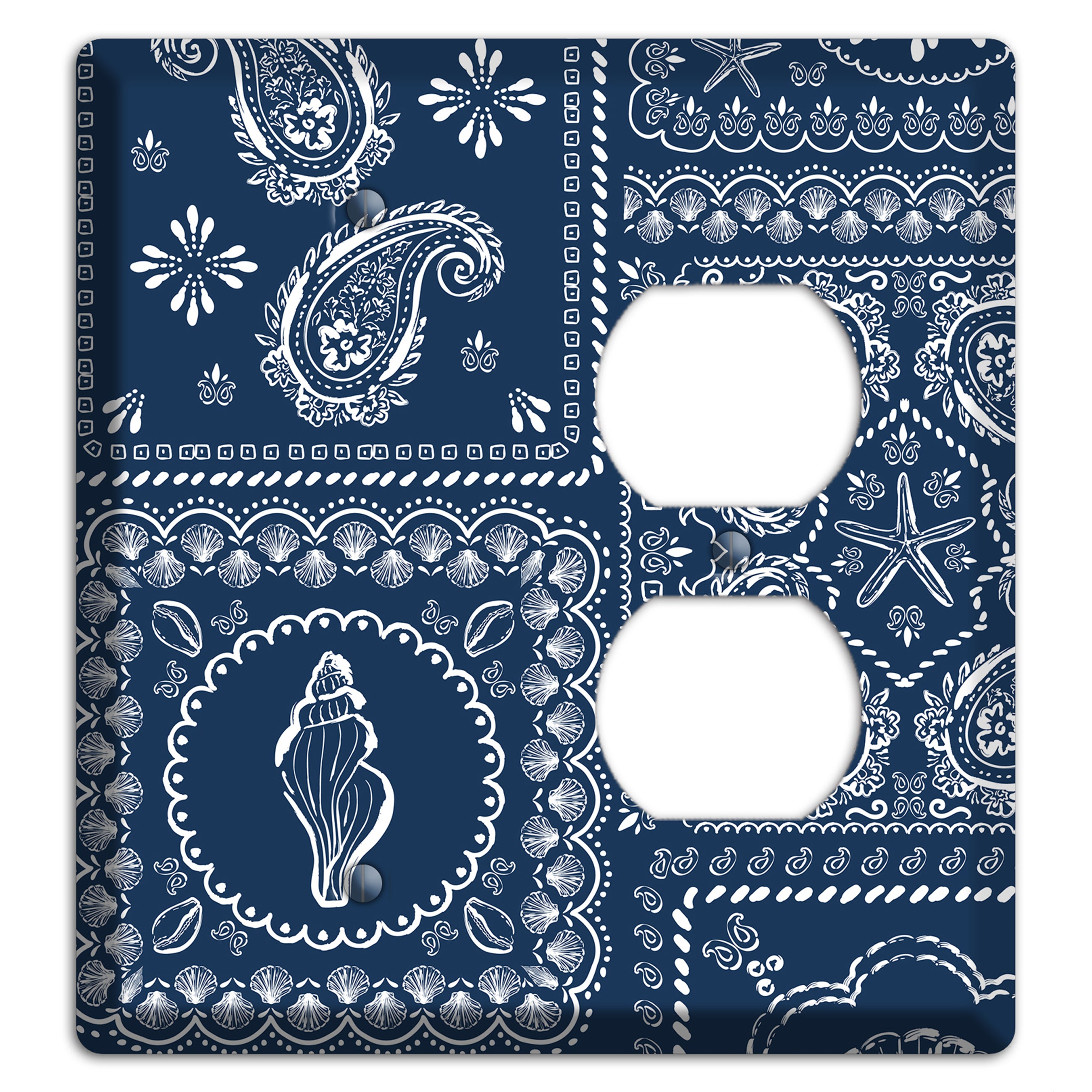 Navy Paisley Patchwork Blank / Duplex Wallplate