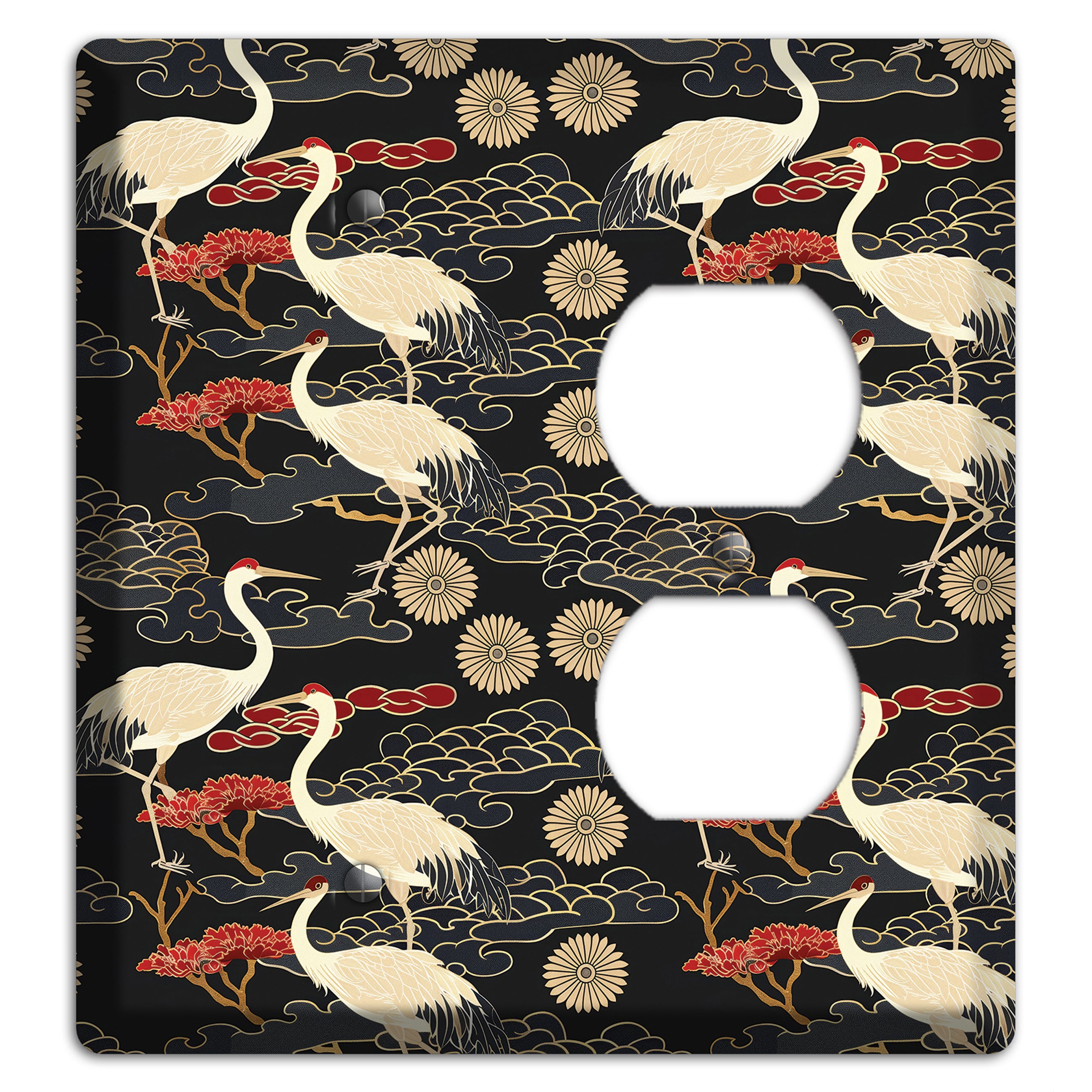 Obsidian Crane Procession Blank / Duplex Wallplate