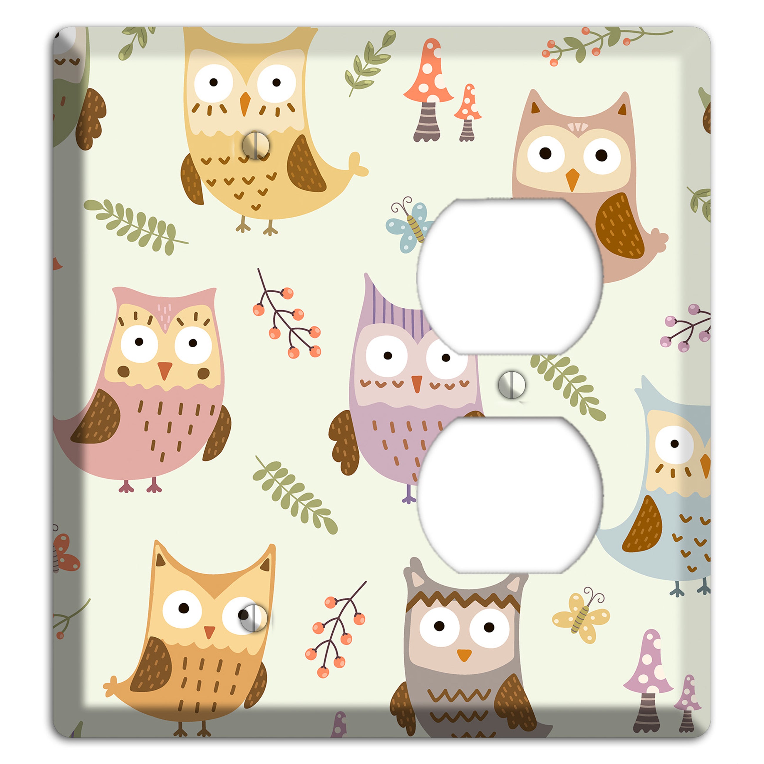 Sleepy Owls (Cream) Blank / Duplex Wallplate