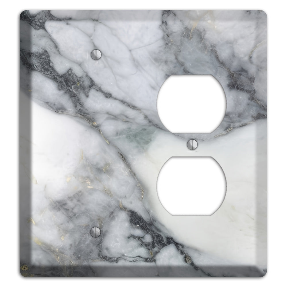 White and Grey Marble Blank / Duplex Wallplate