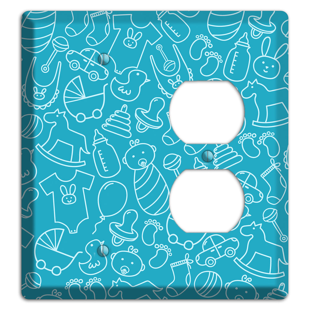 Line Art Baby Blue Blank / Duplex Wallplate