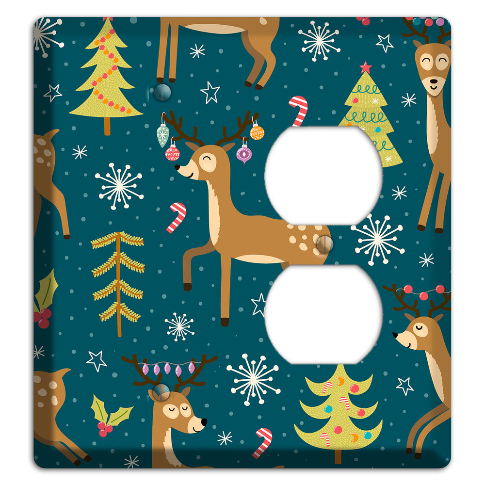 Reindeer Parade (Teal) Blank / Duplex Wallplate