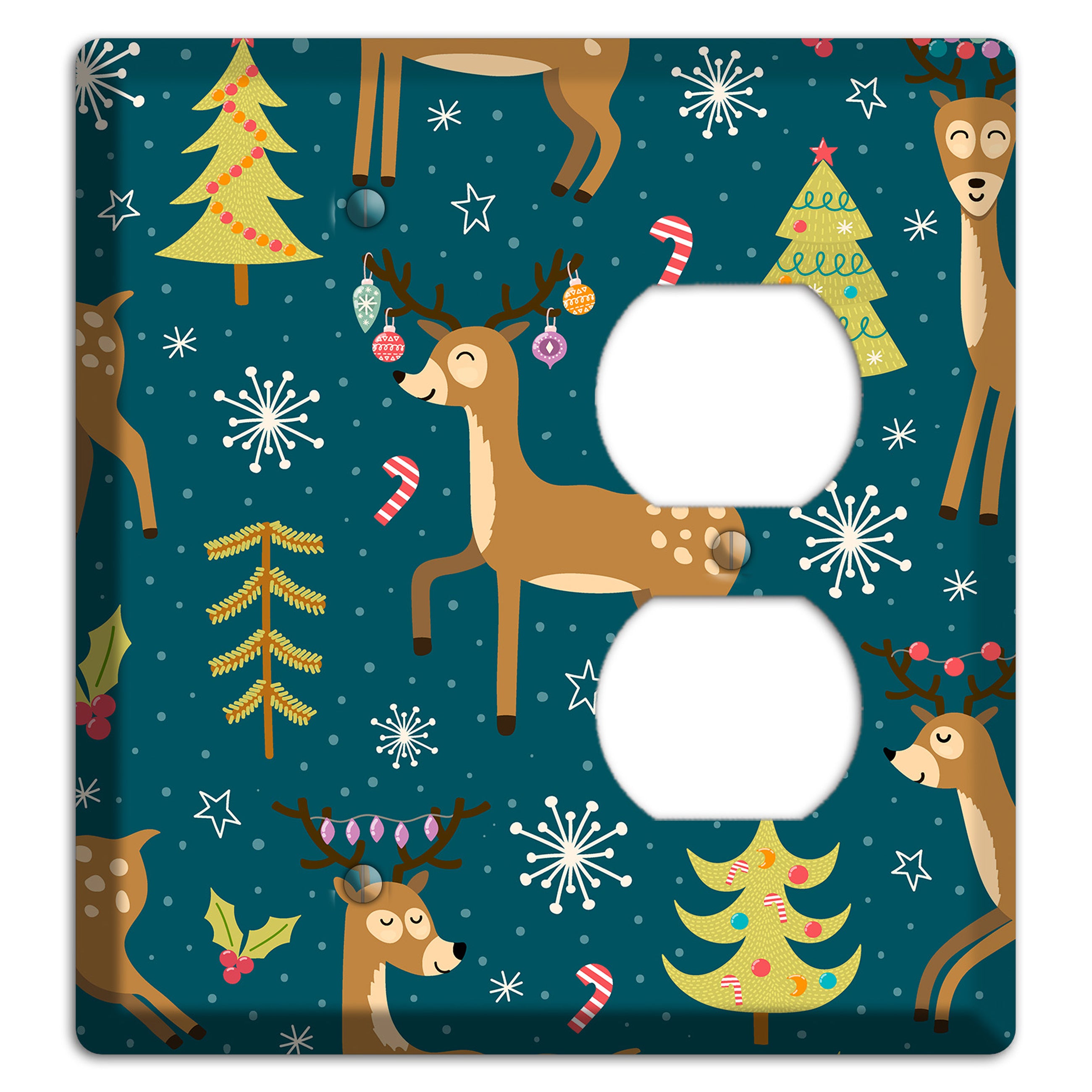 Reindeer Parade (Teal) Blank / Duplex Wallplate