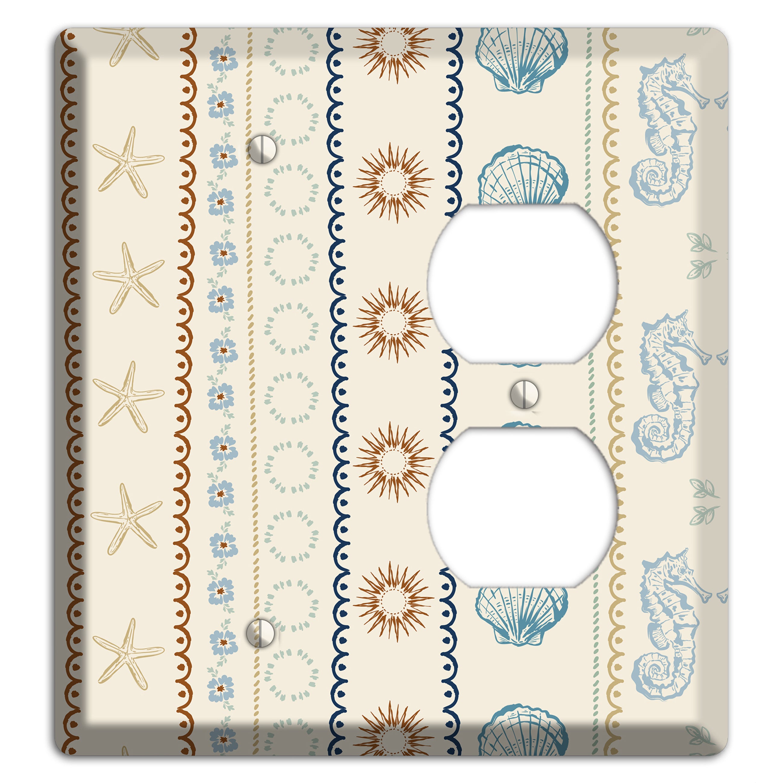Ivory Seahorse Stripe Blank / Duplex Wallplate