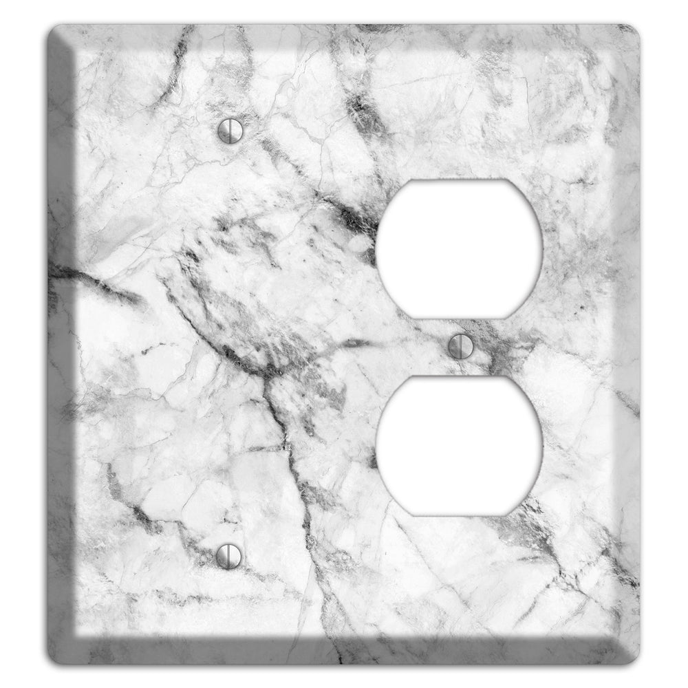 White and Gray Marble Blank / Duplex Wallplate