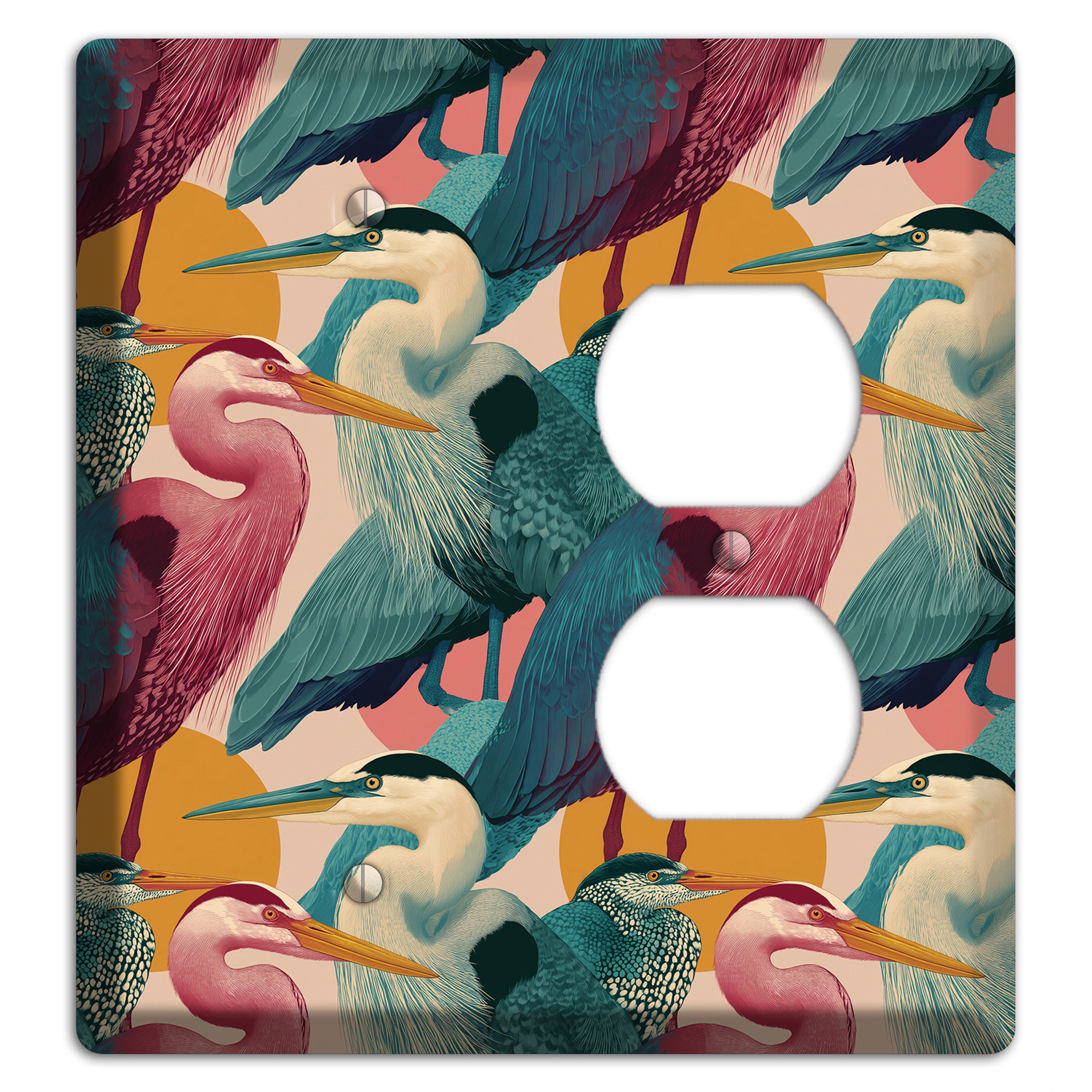 Teal Heron Mosaic Blank / Duplex Wallplate