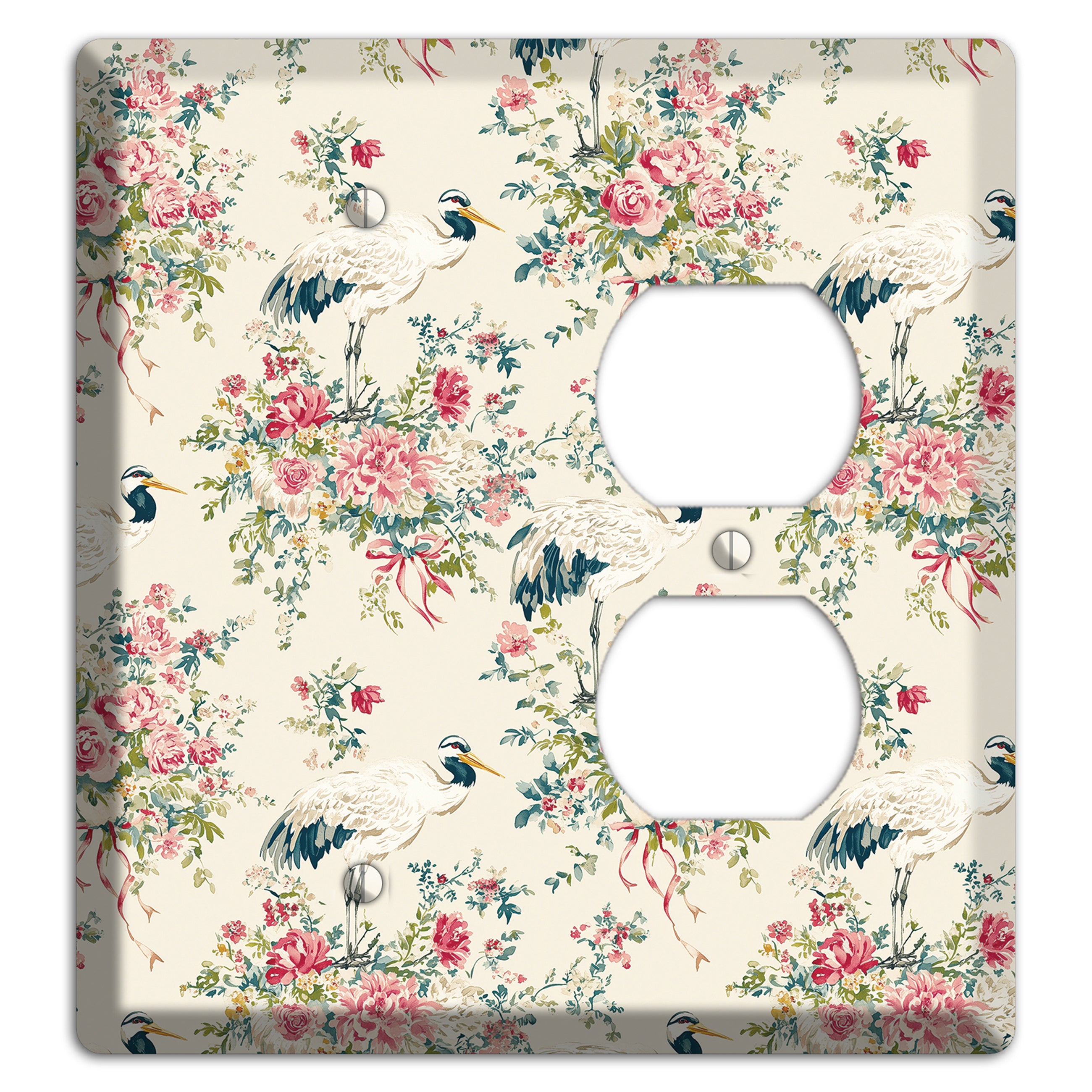 Blossom & Crane Blank / Duplex Wallplate