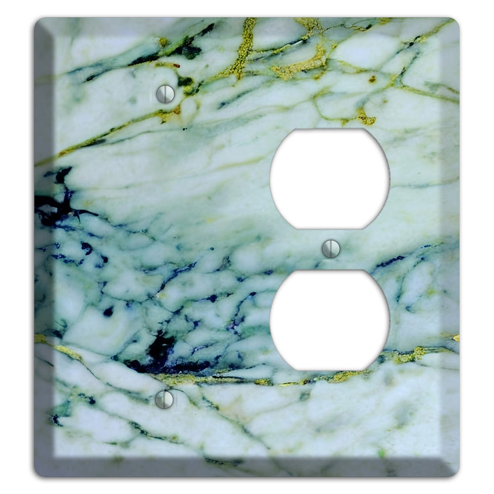 White, Green and Blue Marble Blank / Duplex Wallplate
