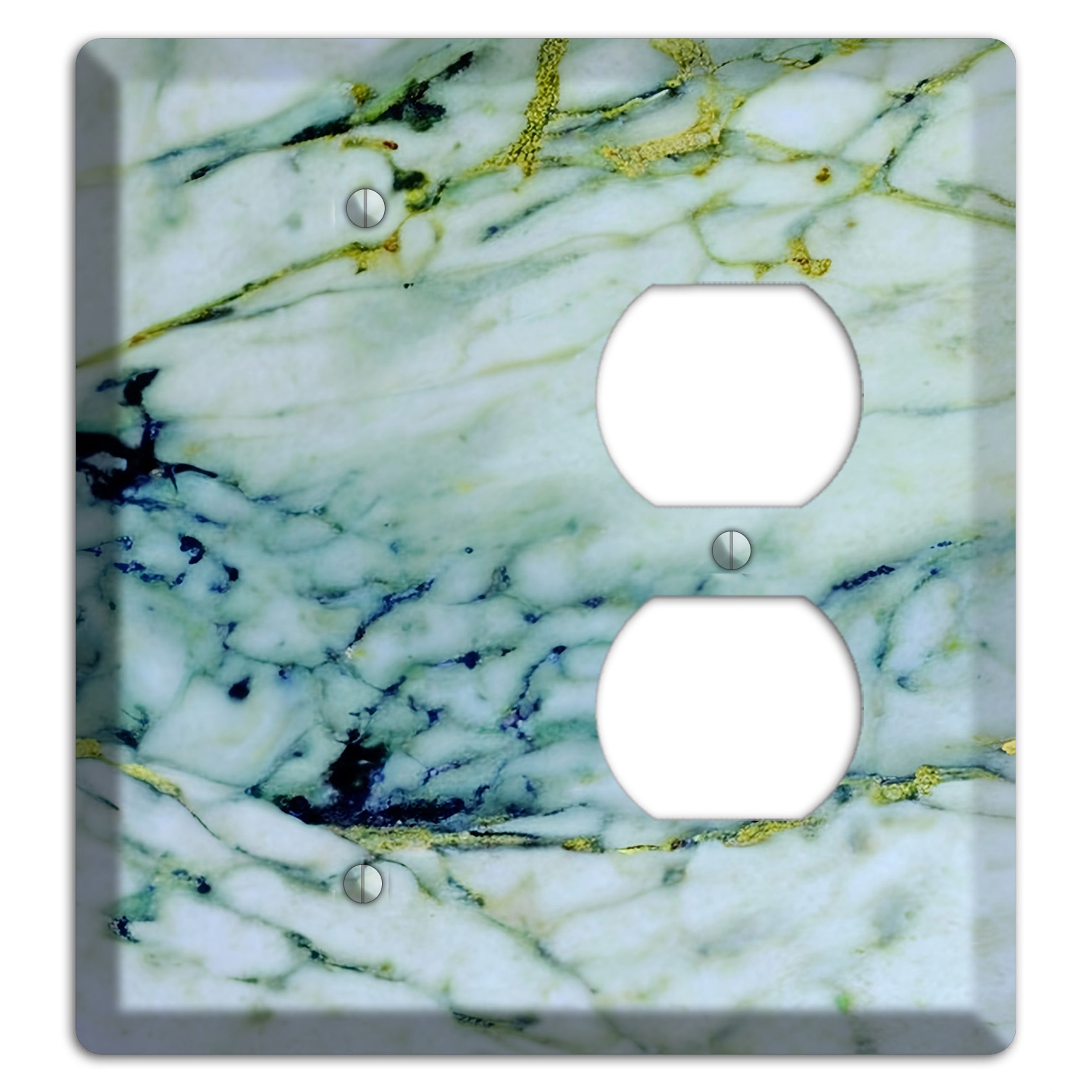 White, Green and Blue Marble Blank / Duplex Wallplate