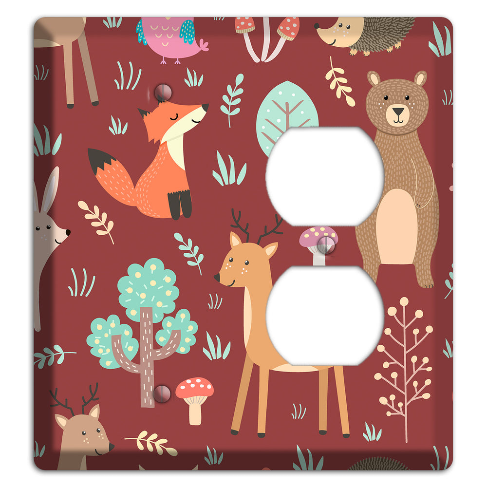 Woodland Friends (Maroon) Blank / Duplex Wallplate