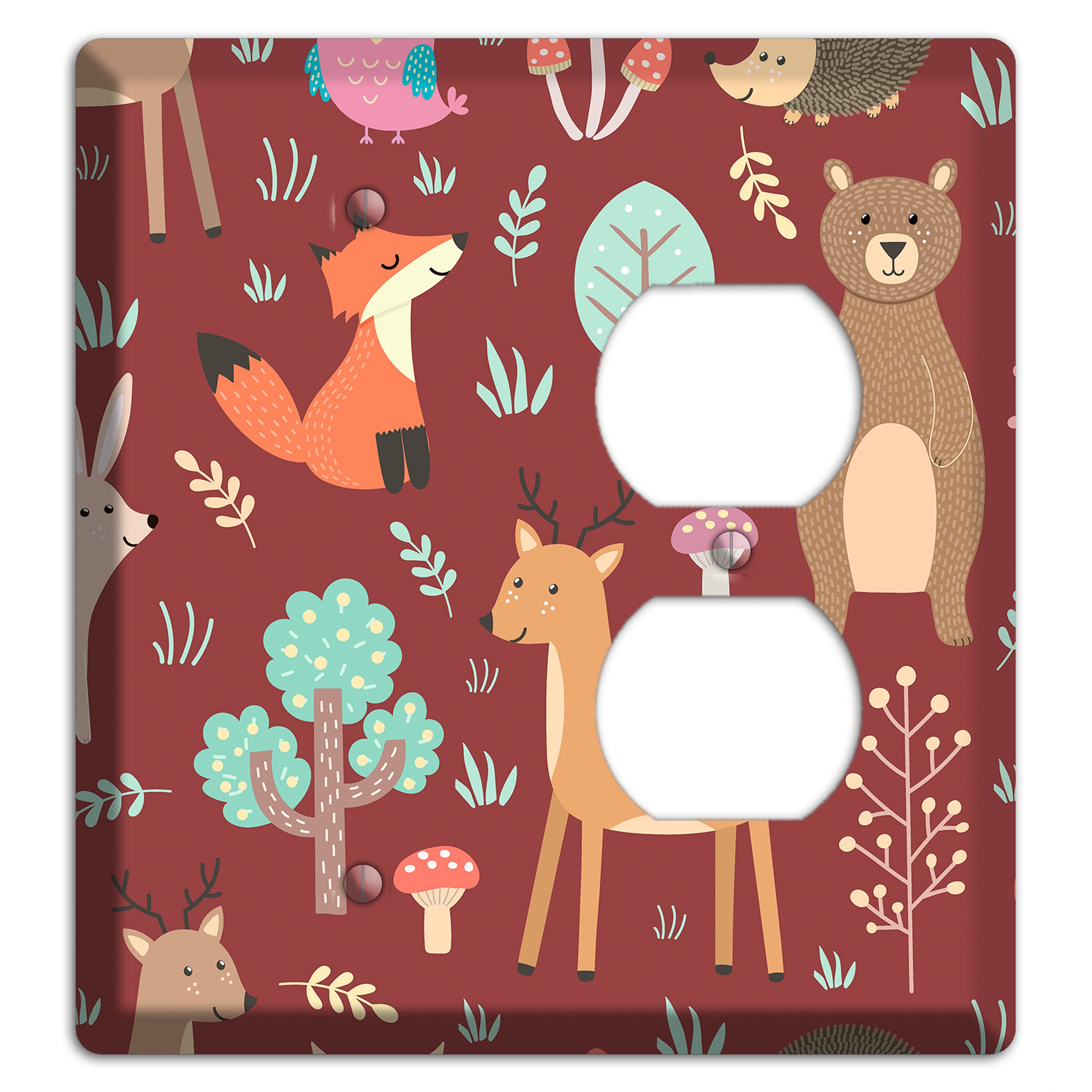 Woodland Friends (Maroon) Blank / Duplex Wallplate