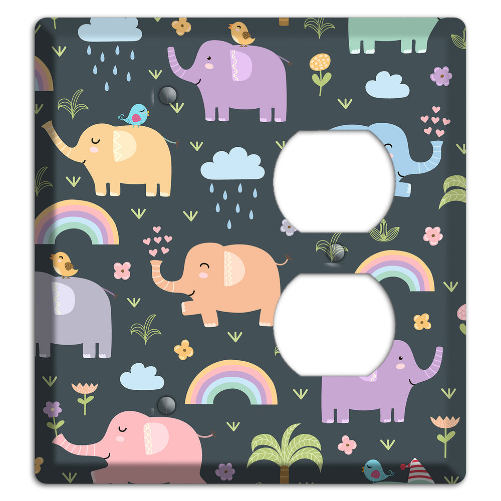 Elephant Parade (Charcoal) Blank / Duplex Wallplate