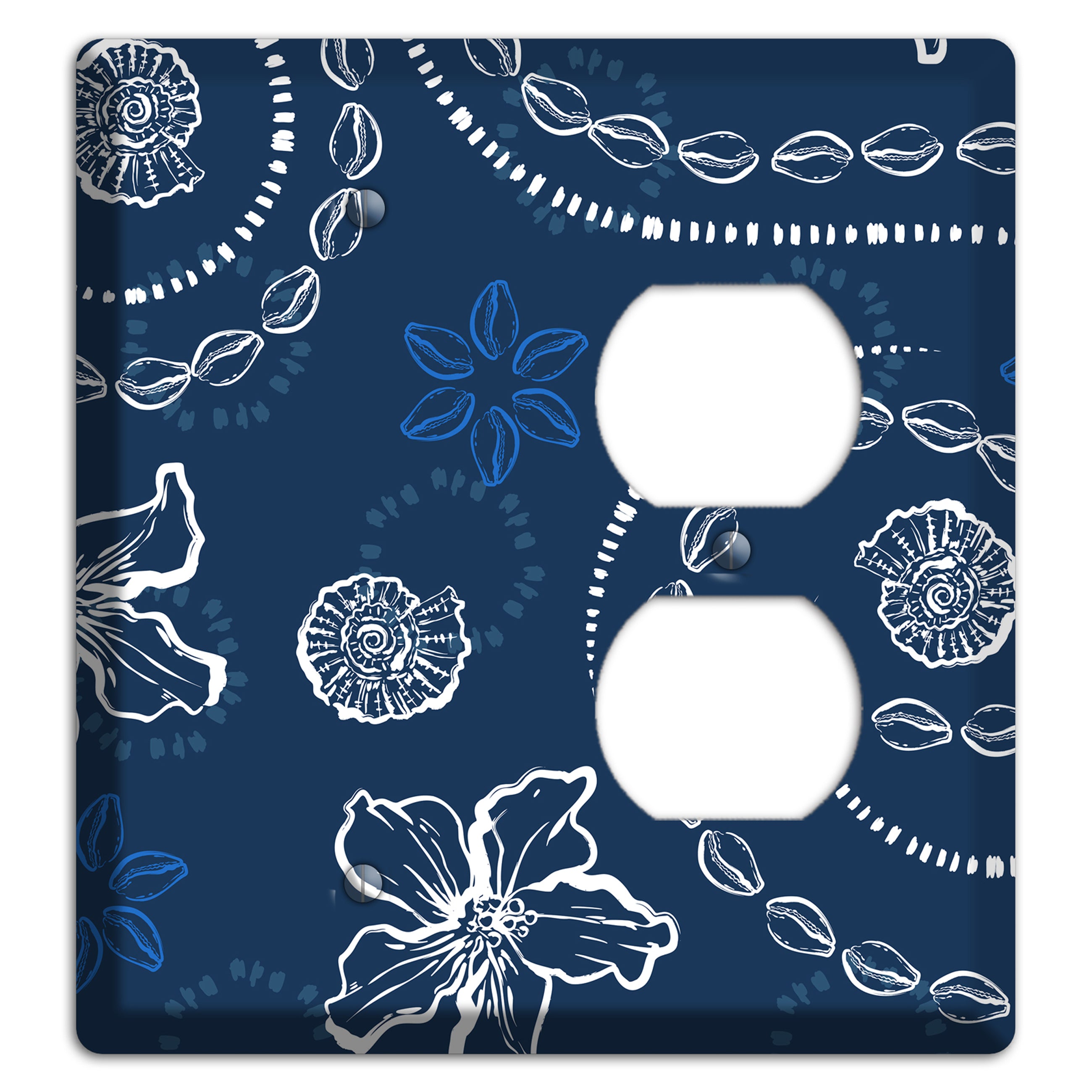 Indigo Cowrie Spiral Blank / Duplex Wallplate