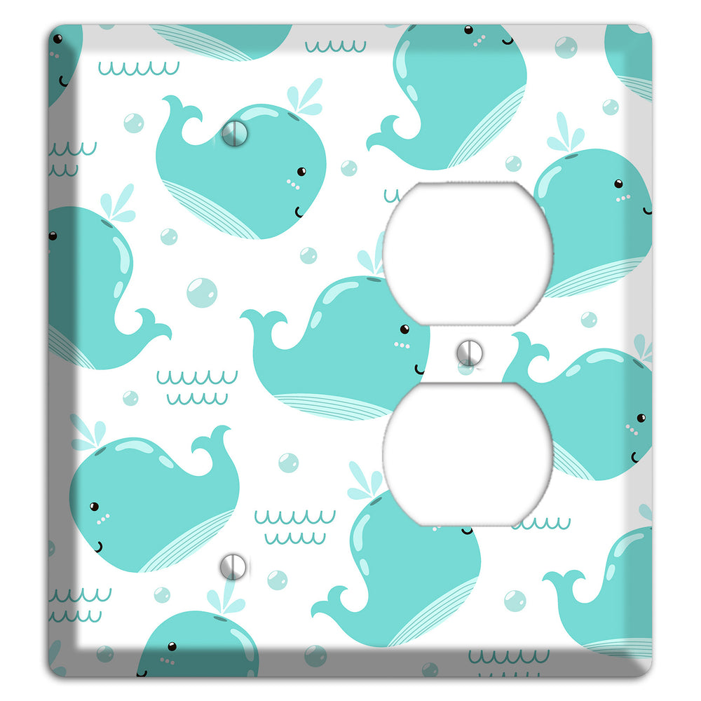 Happy Whales (White) Blank / Duplex Wallplate