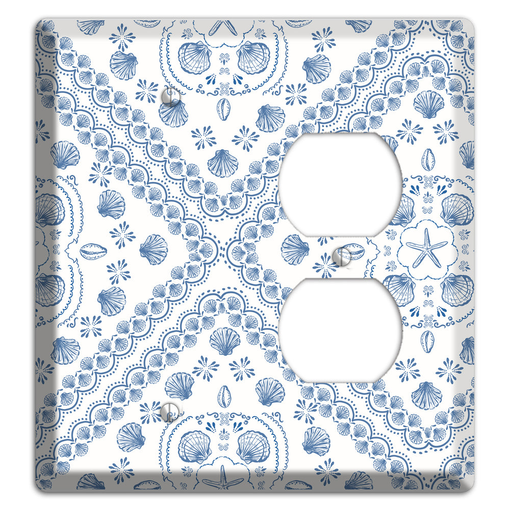 Azure Shell Damask Blank / Duplex Wallplate