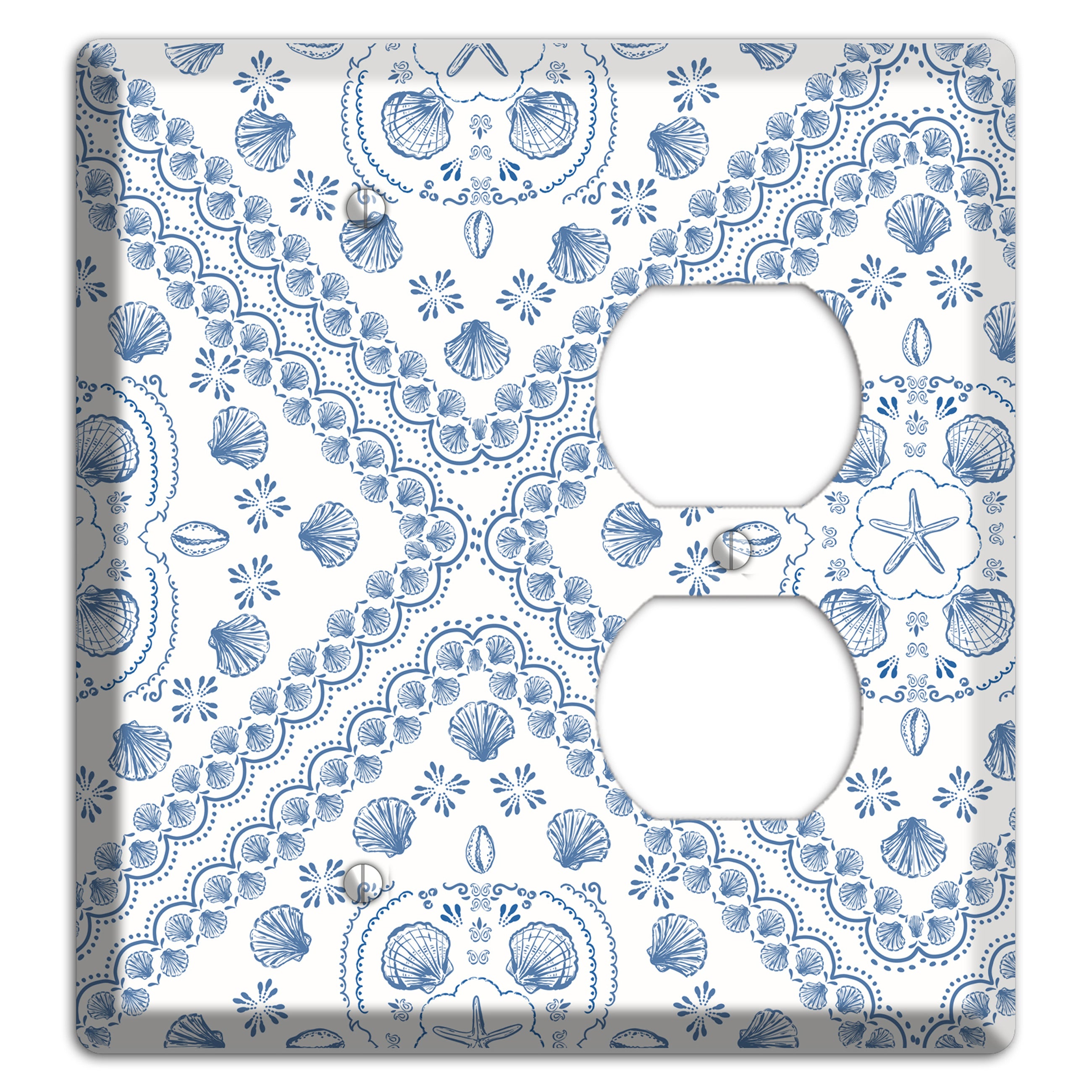 Azure Shell Damask Blank / Duplex Wallplate