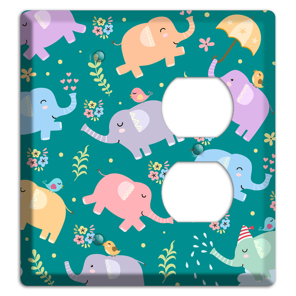 Elephant Parade (Teal) Blank / Duplex Wallplate