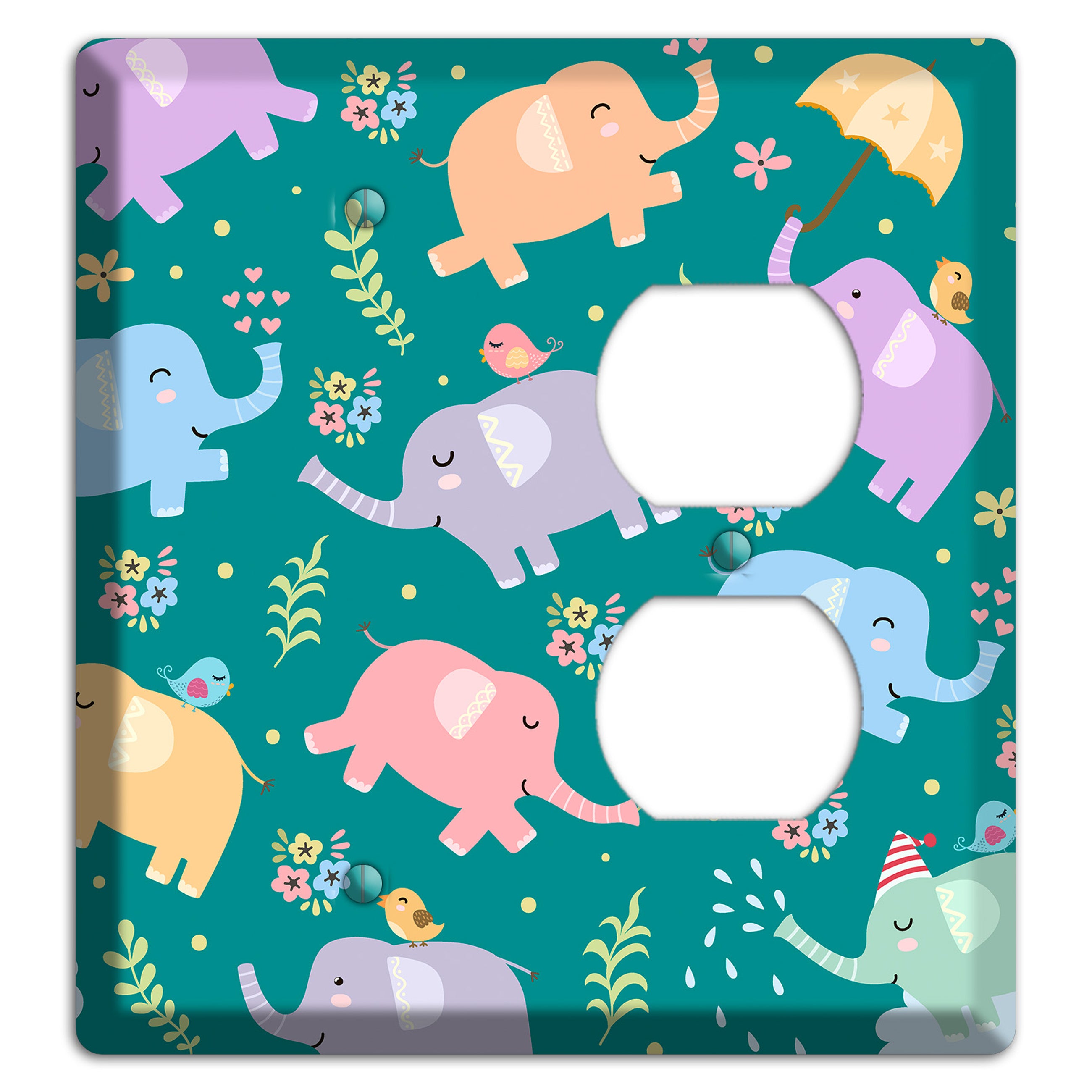 Elephant Parade (Teal) Blank / Duplex Wallplate
