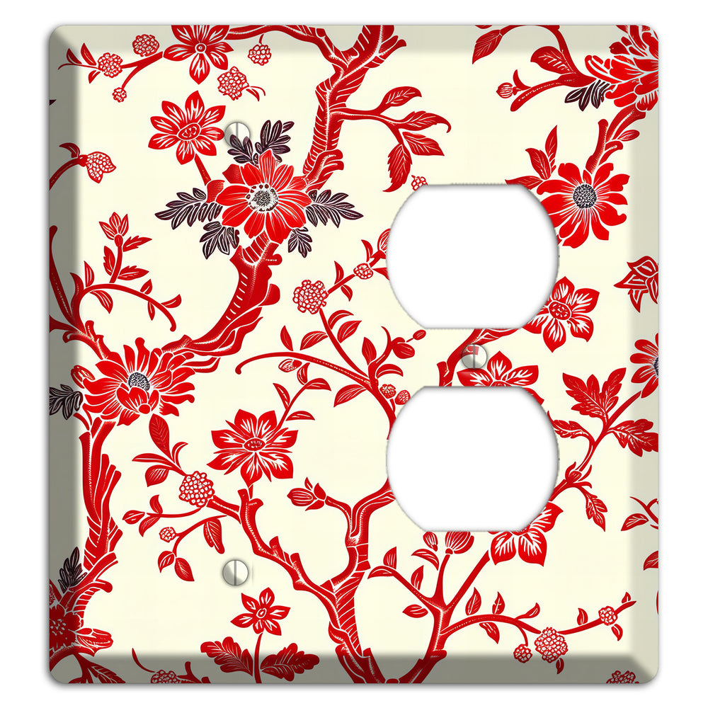 Crimson Branch & Bloom Blank / Duplex Wallplate