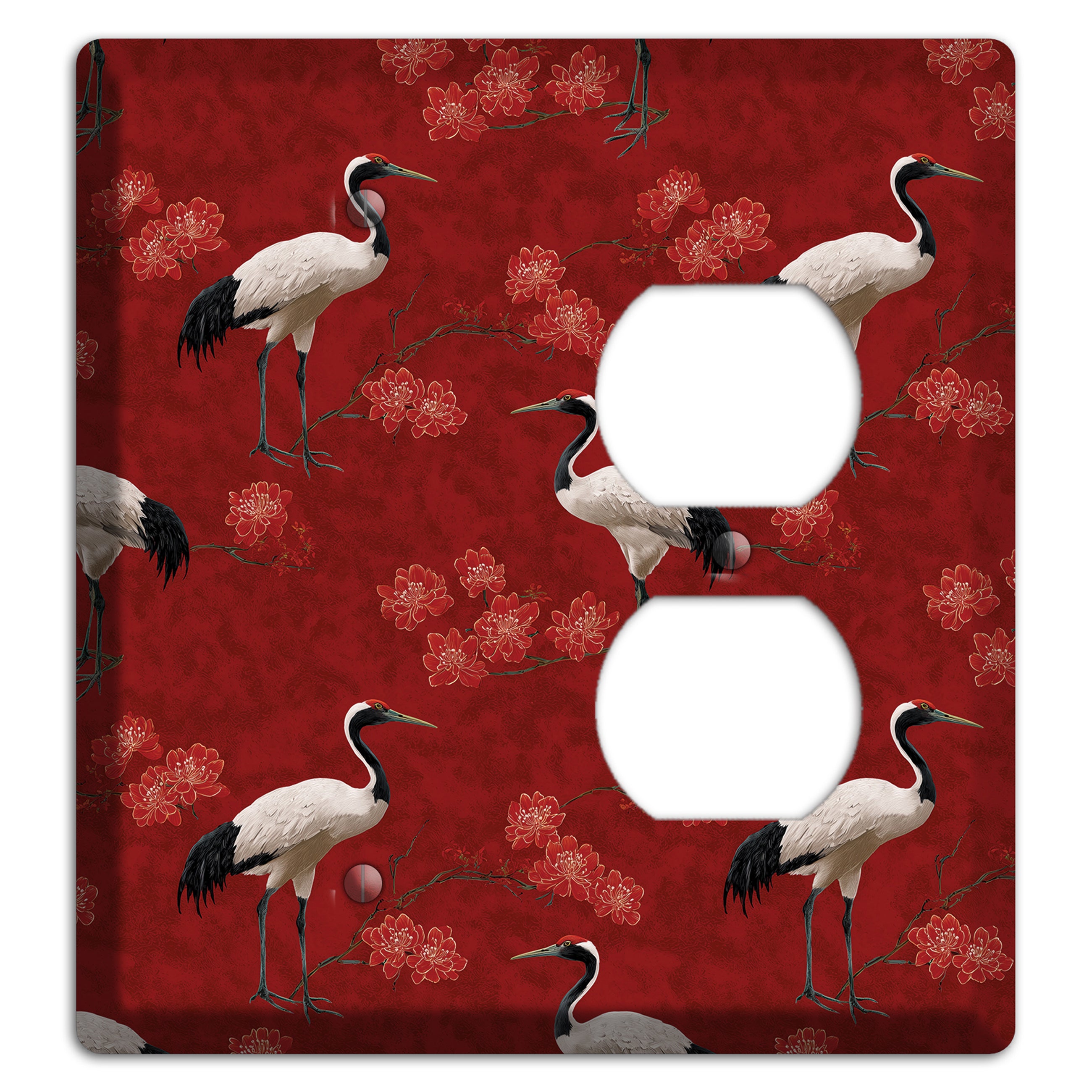 Vermillion Crane Bloom Blank / Duplex Wallplate