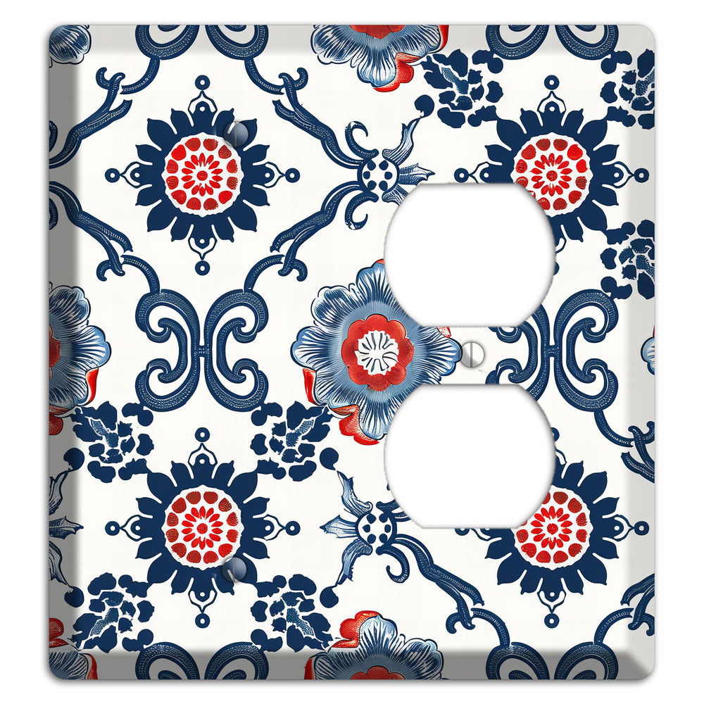 Indigo Court Florals Blank / Duplex Wallplate