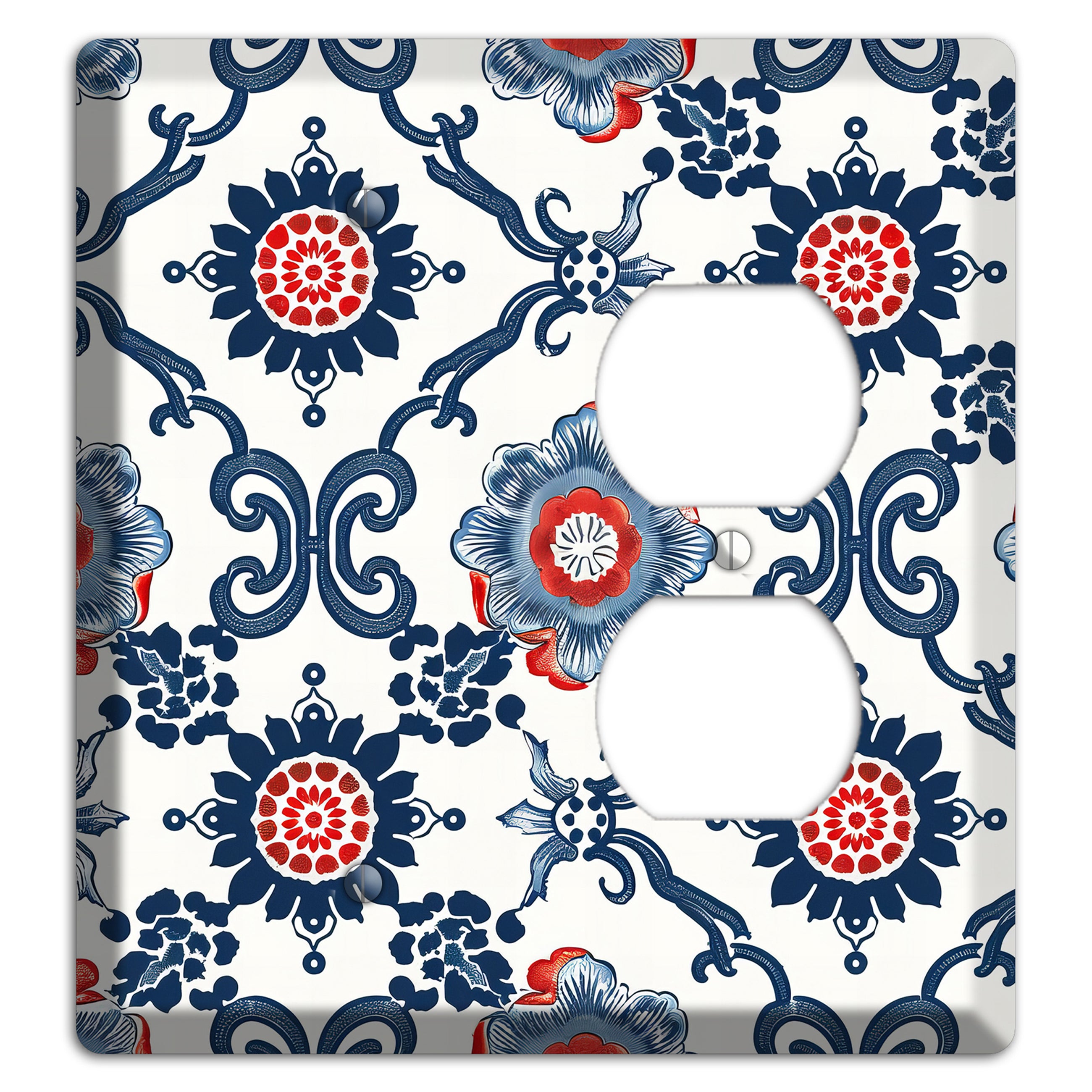 Indigo Court Florals Blank / Duplex Wallplate