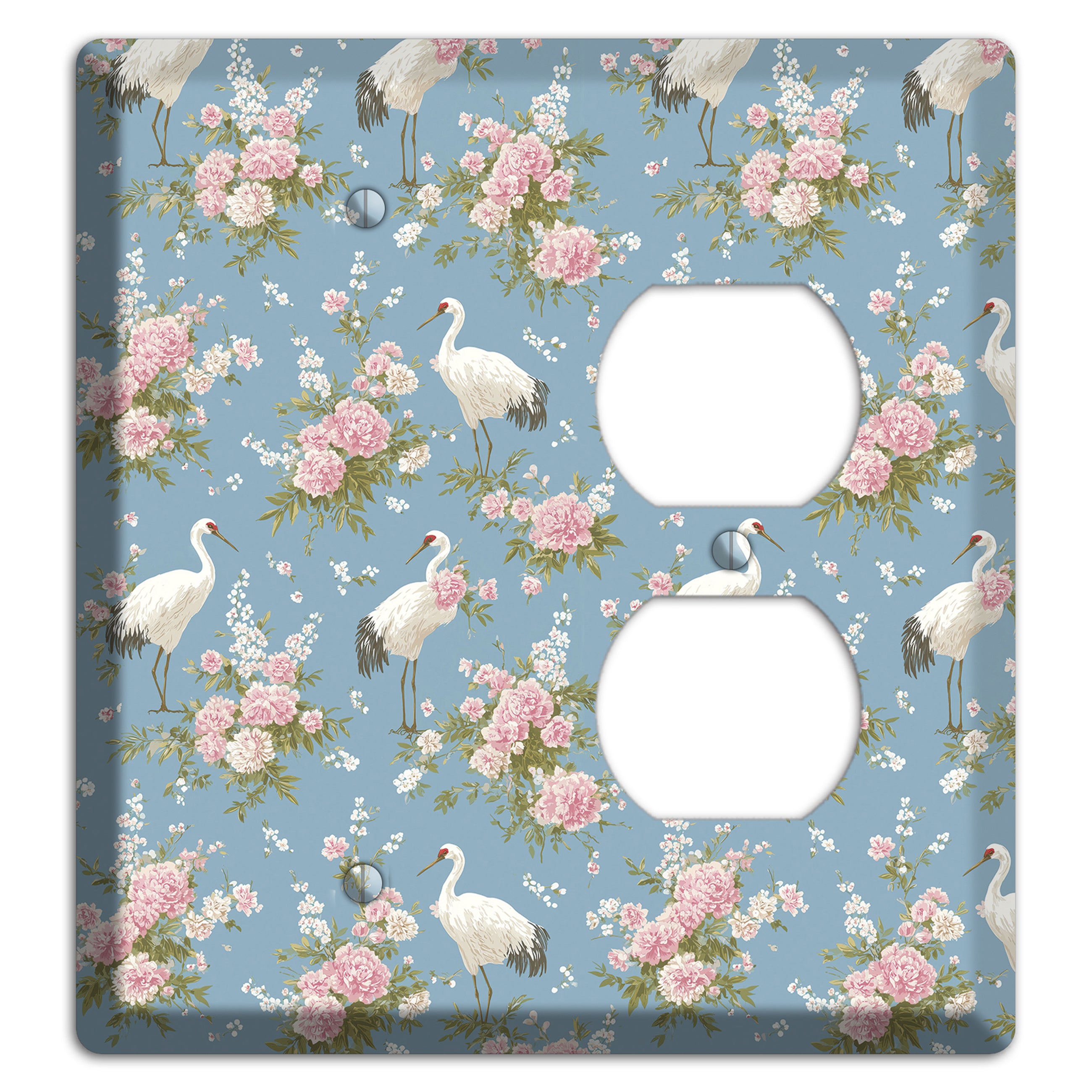 Dusty Blue Peony Flight Blank / Duplex Wallplate