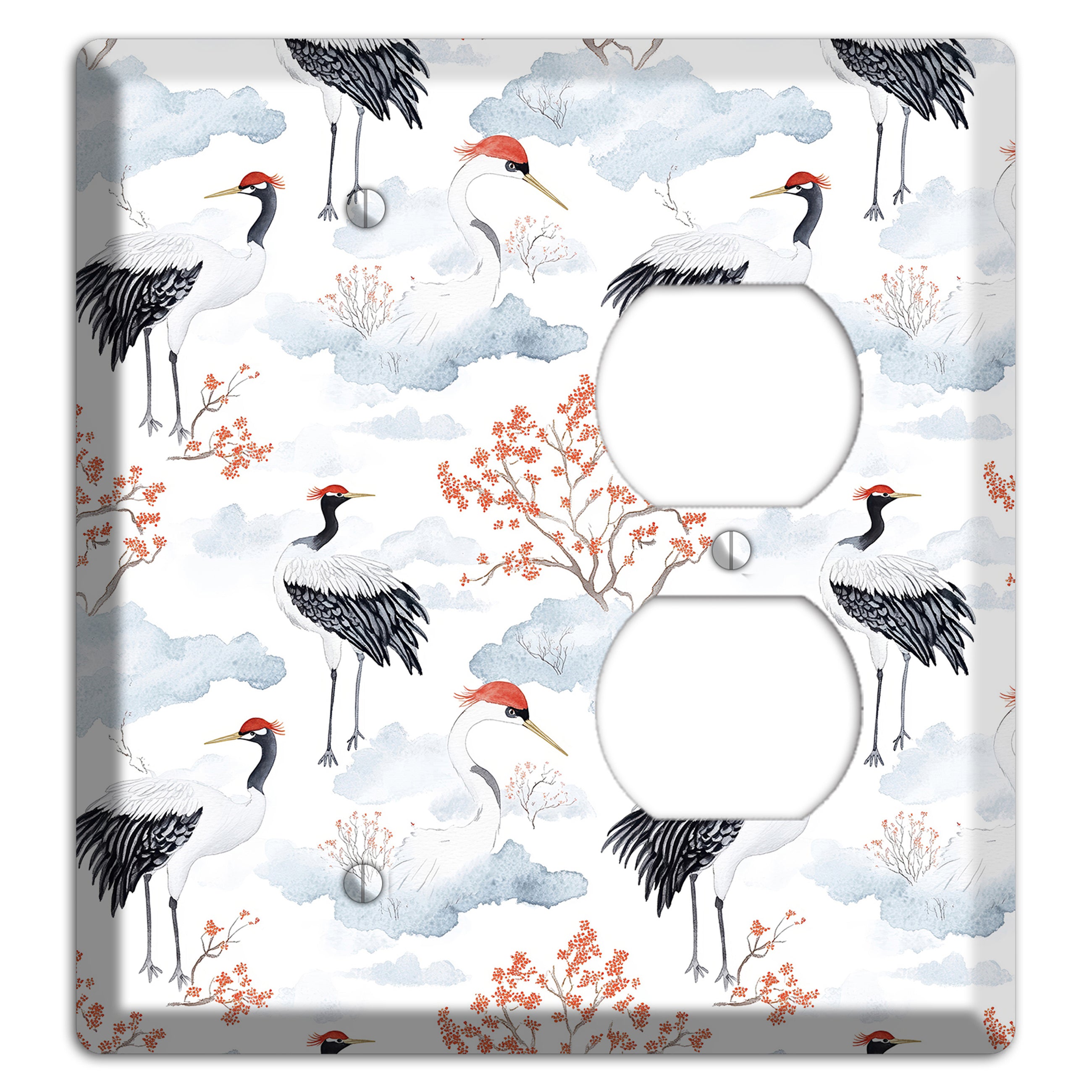 Crimson Crown Cranes Blank / Duplex Wallplate