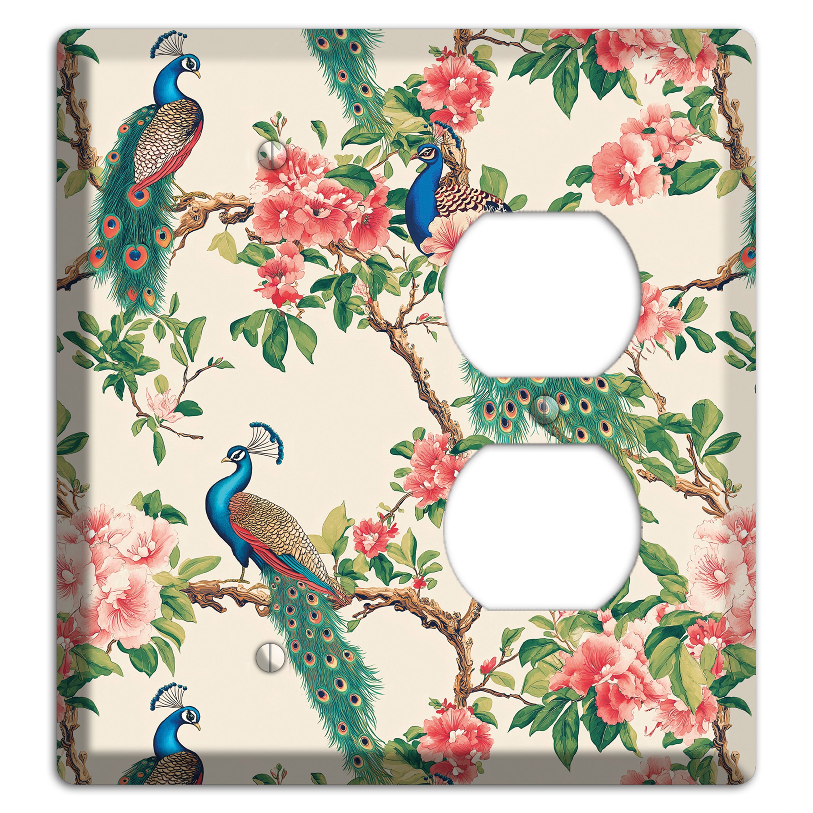 Peacock & Peony Court Blank / Duplex Wallplate