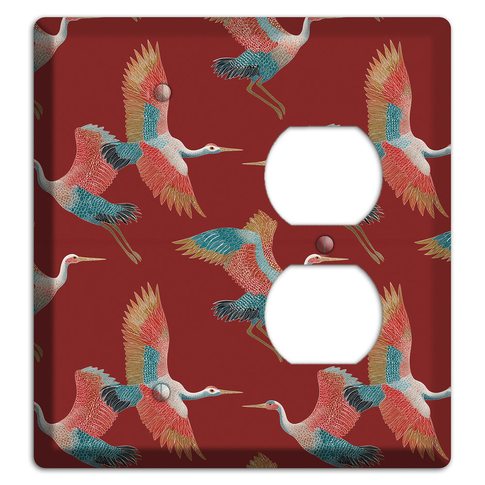 Crimson Heron Dance Blank / Duplex Wallplate