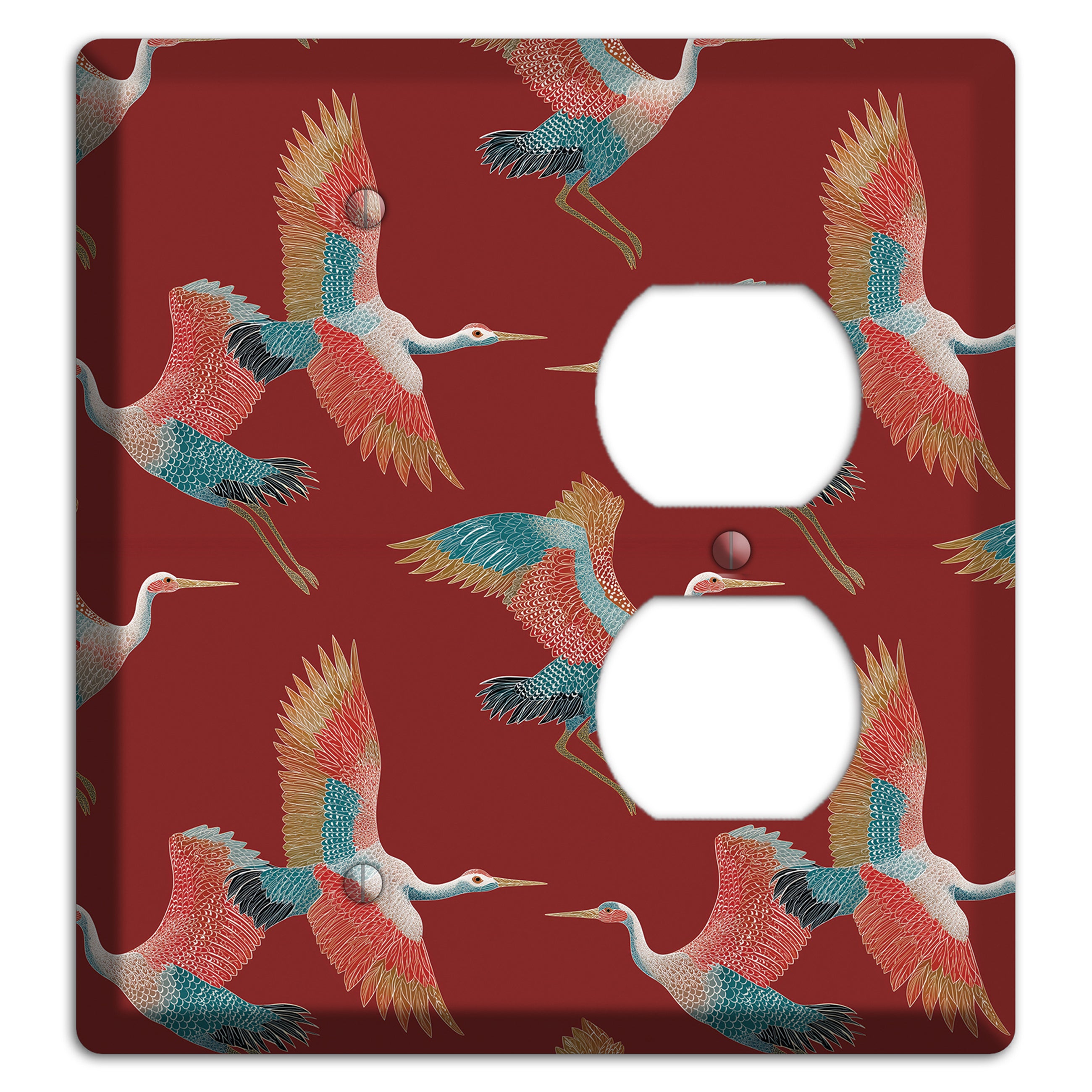 Crimson Heron Dance Blank / Duplex Wallplate