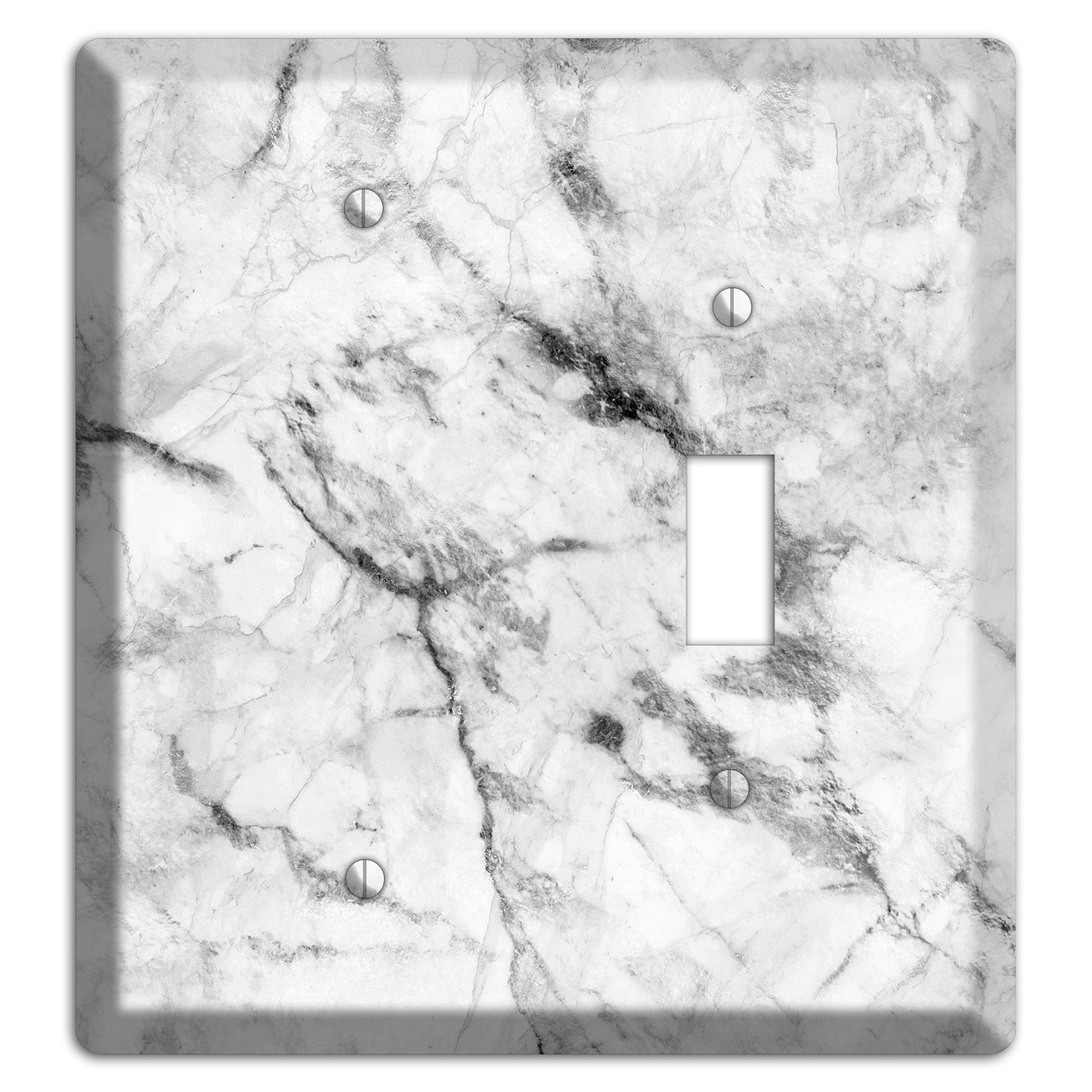 White and Gray Marble Blank / Toggle Wallplate