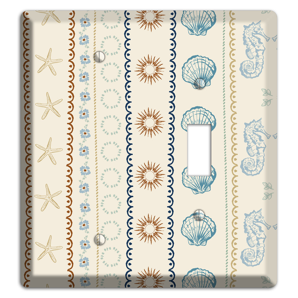 Ivory Seahorse Stripe Blank / Toggle Wallplate
