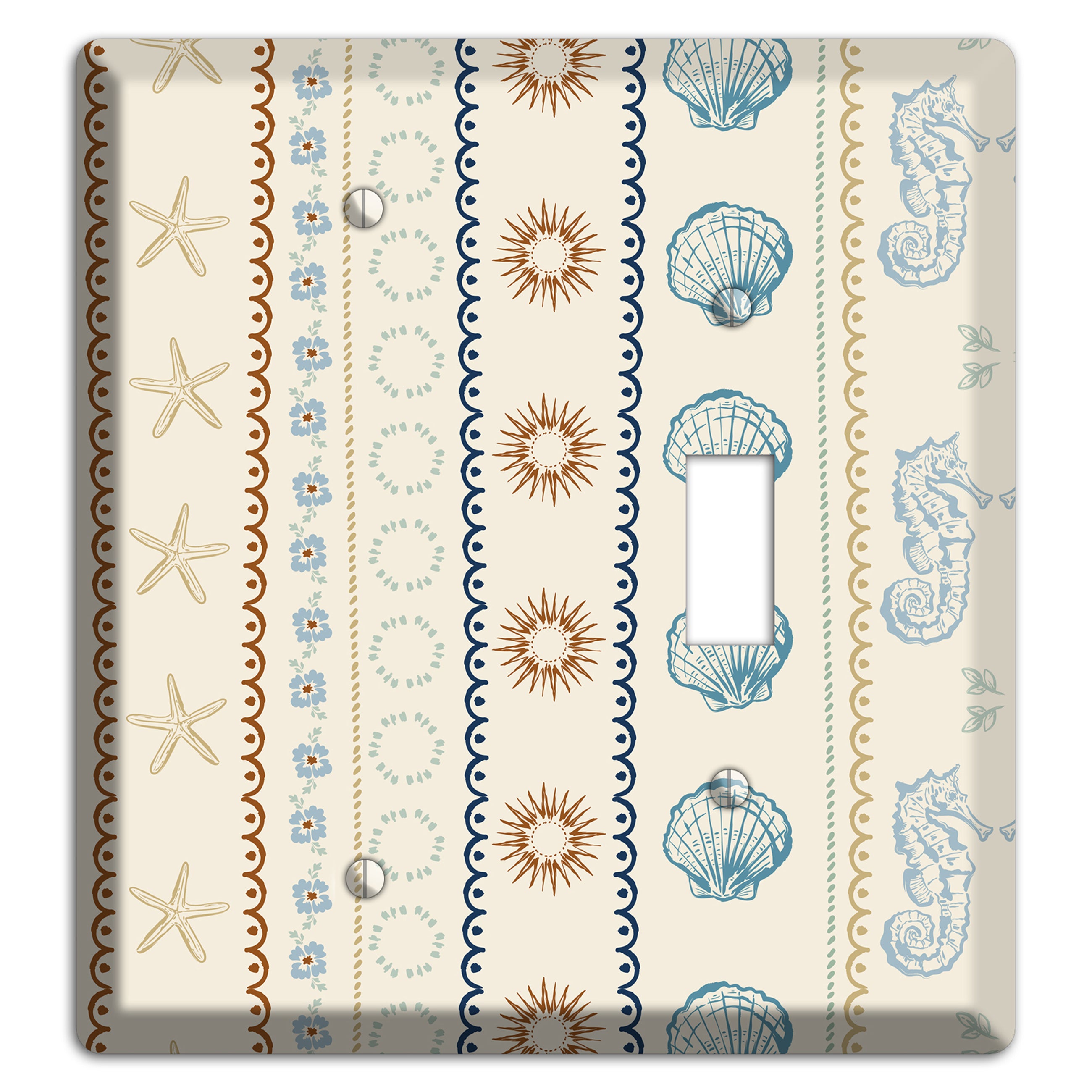 Ivory Seahorse Stripe Blank / Toggle Wallplate