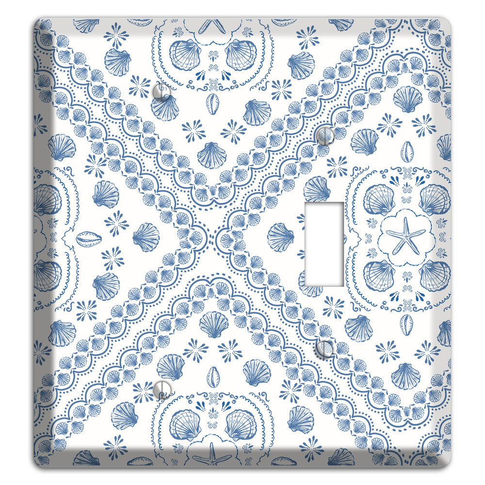 Azure Shell Damask Blank / Toggle Wallplate