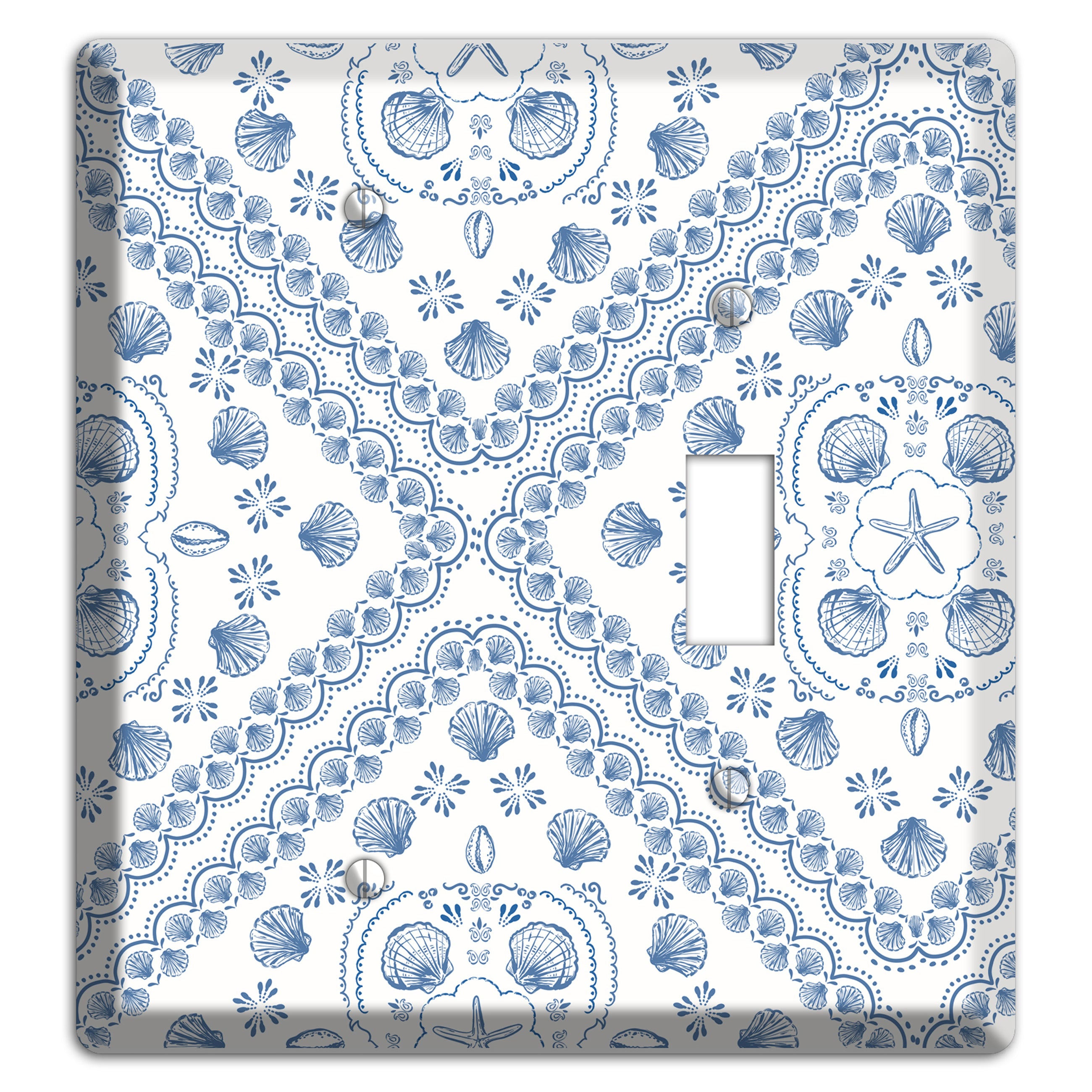 Azure Shell Damask Blank / Toggle Wallplate