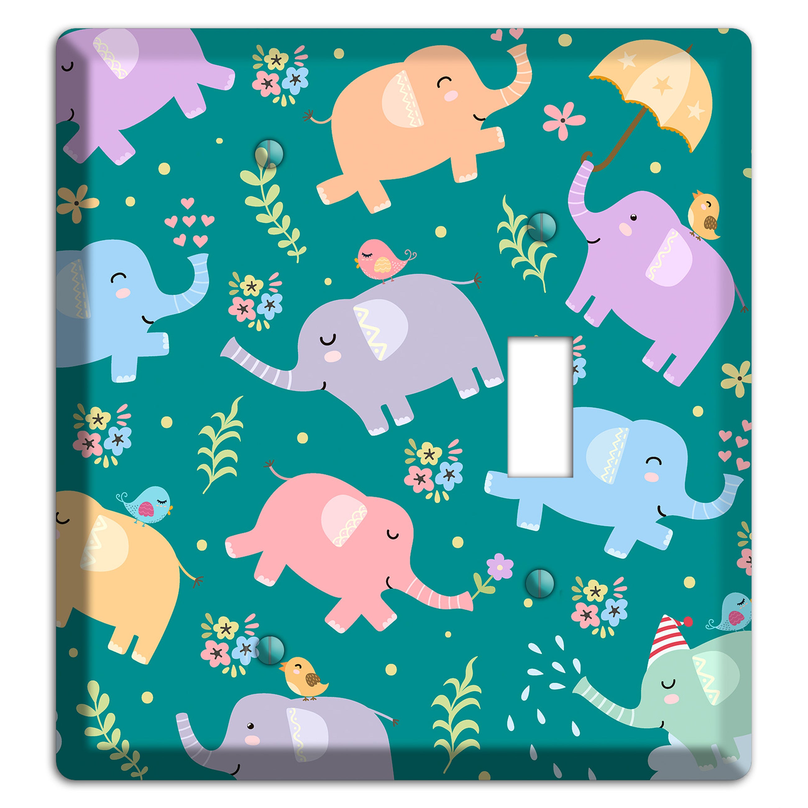 Elephant Parade (Teal) Blank / Toggle Wallplate