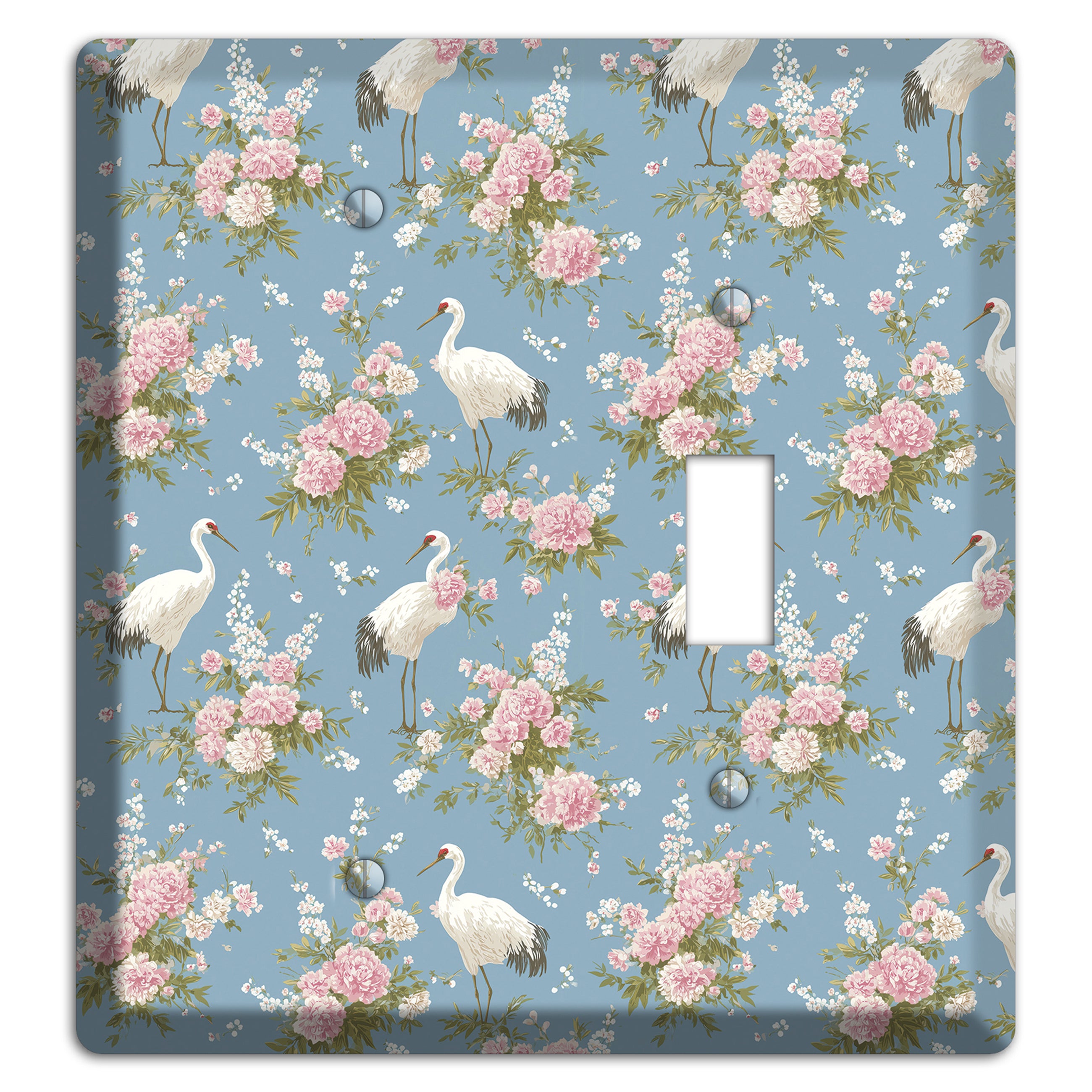 Dusty Blue Peony Flight Blank / Toggle Wallplate